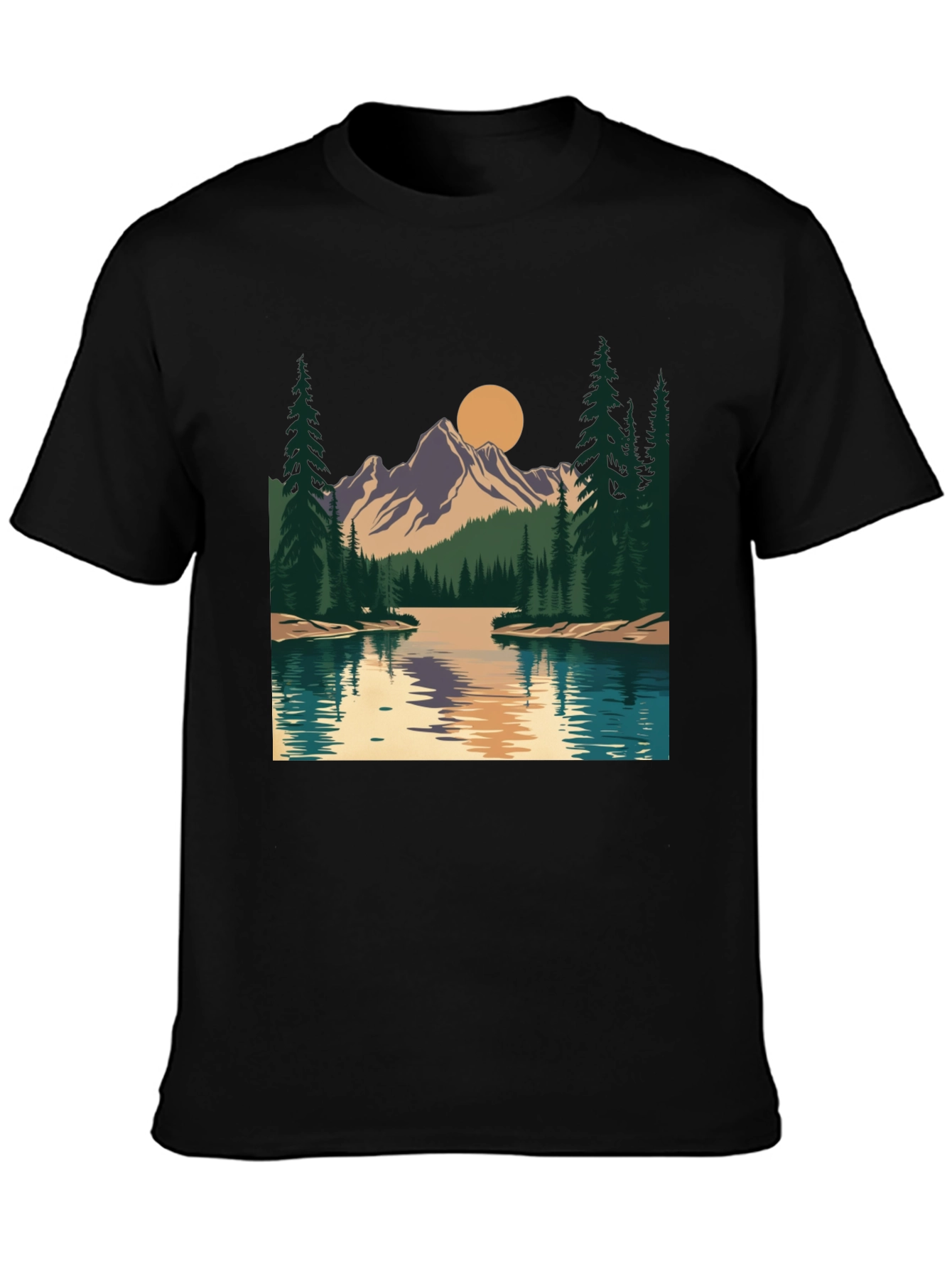 Mountain Lake Graphic Tee - Nature Inspired Design