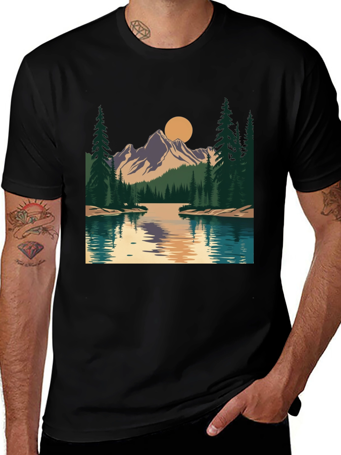 Mountain Lake Graphic Tee - Nature Inspired Design