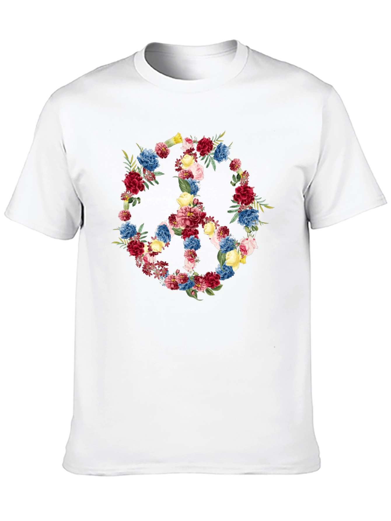 Floral Peace Sign Black T-Shirt