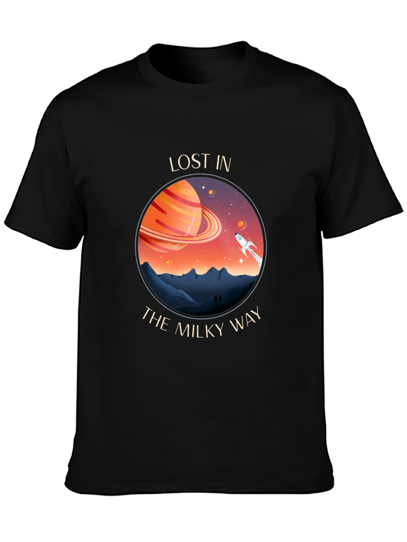 Lost in The Milky Way Black Graphic T-Shirt