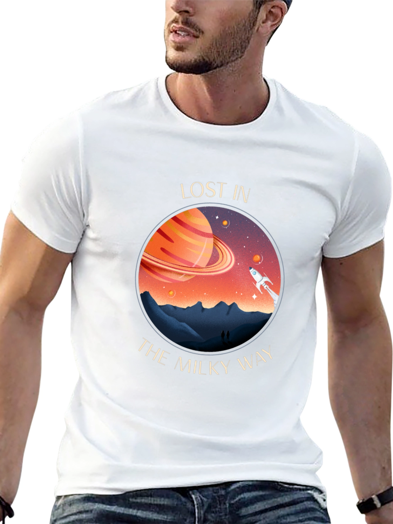 Lost in The Milky Way Black Graphic T-Shirt
