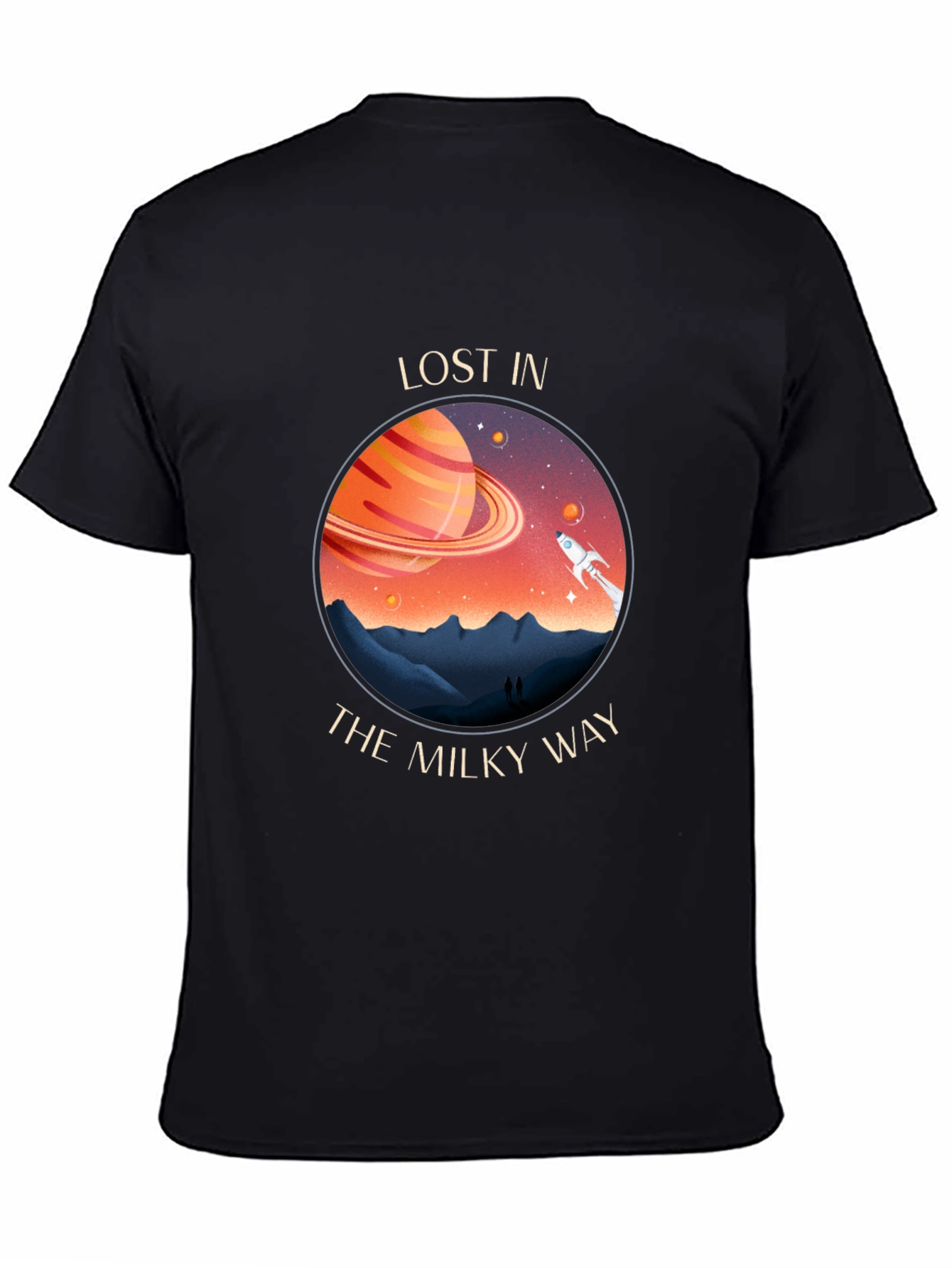 Lost in The Milky Way Black Graphic T-Shirt