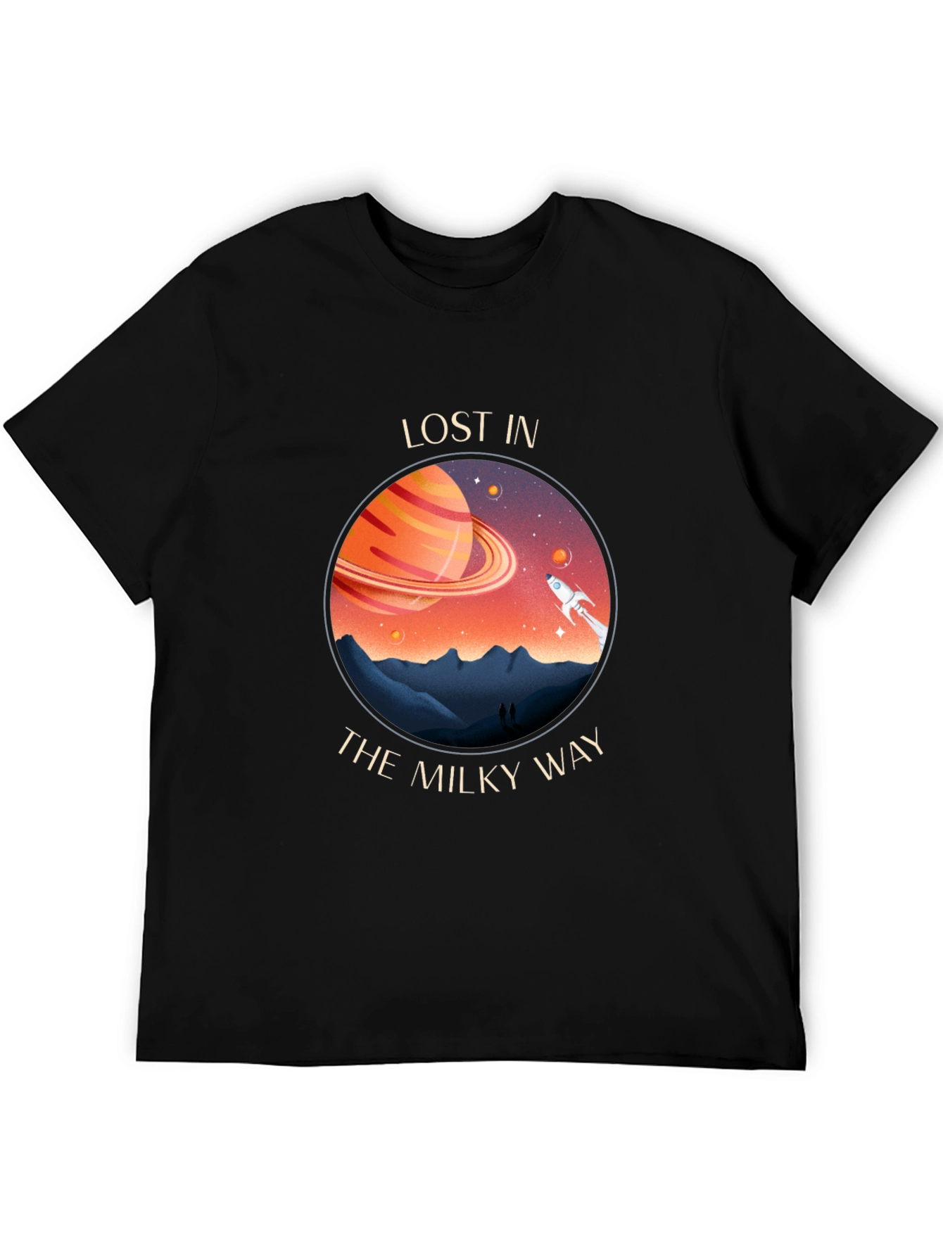Lost in The Milky Way Black Graphic T-Shirt