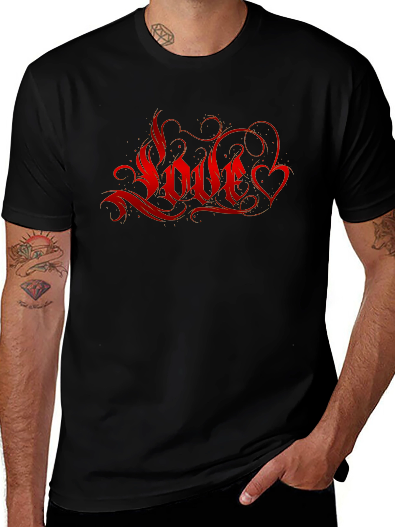 Love Graphic Print Black T-Shirt