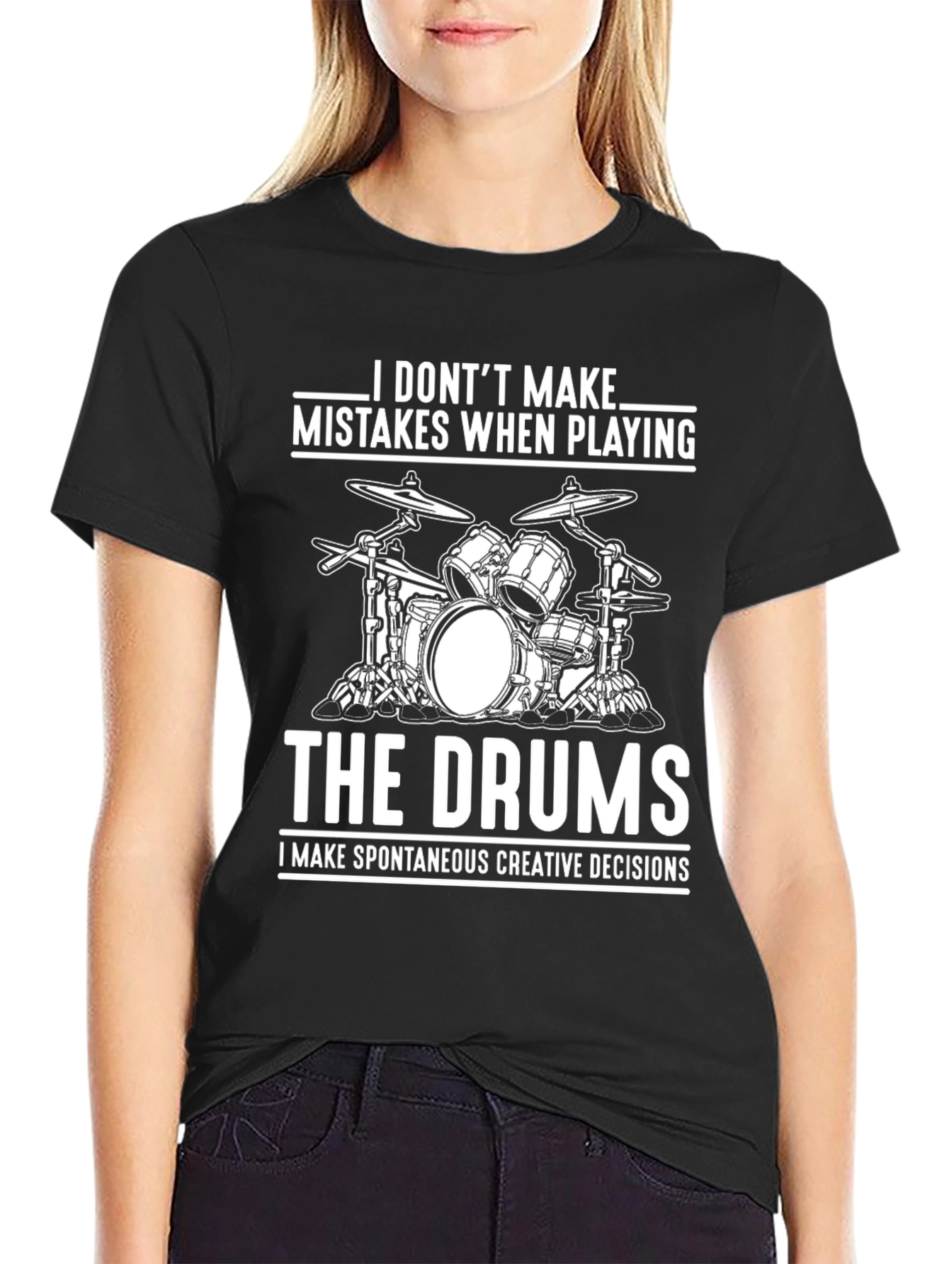 Drummer Humor Graphic T-Shirt: No Mistakes!