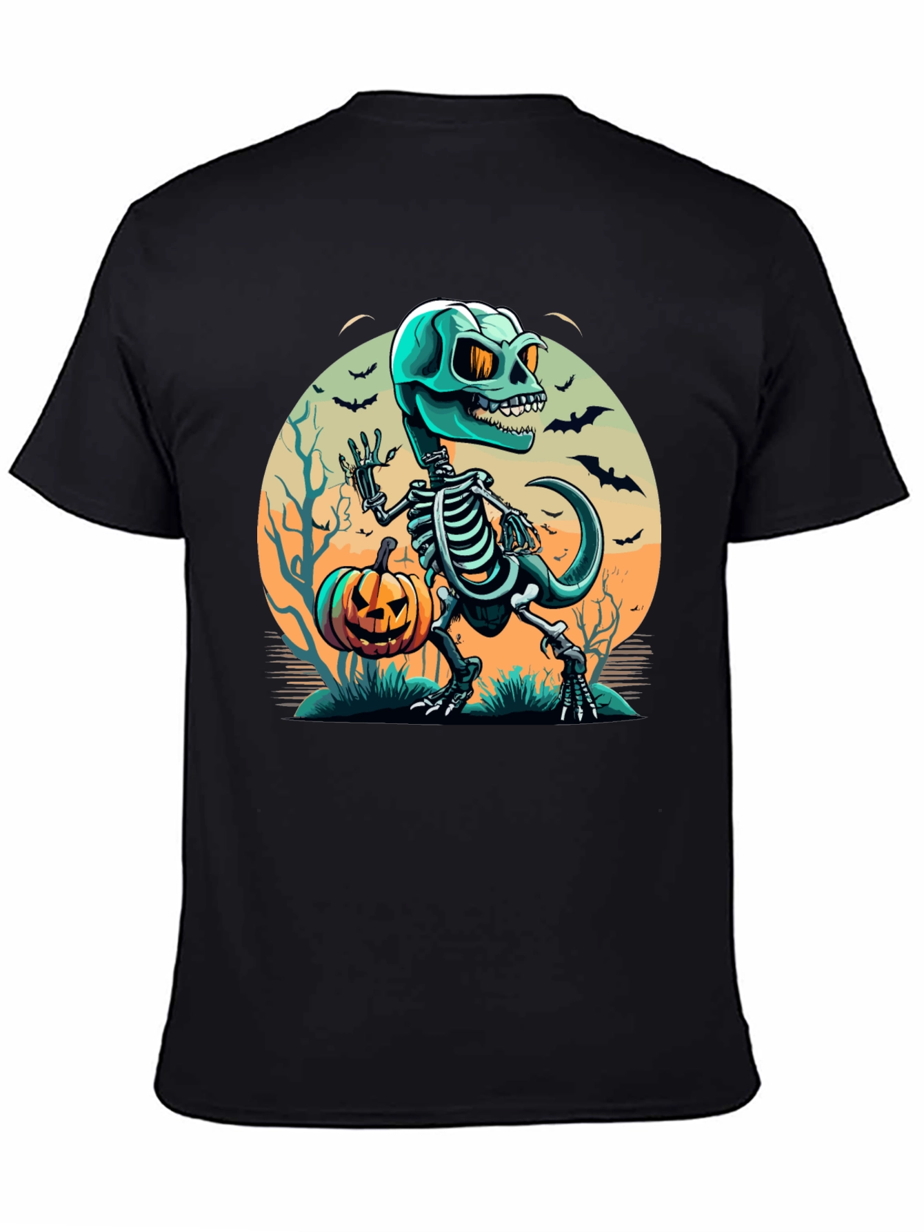 Spooky Skeleton Dinosaur Halloween T-Shirt