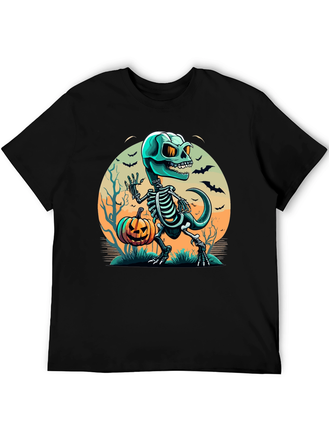 Spooky Skeleton Dinosaur Halloween T-Shirt