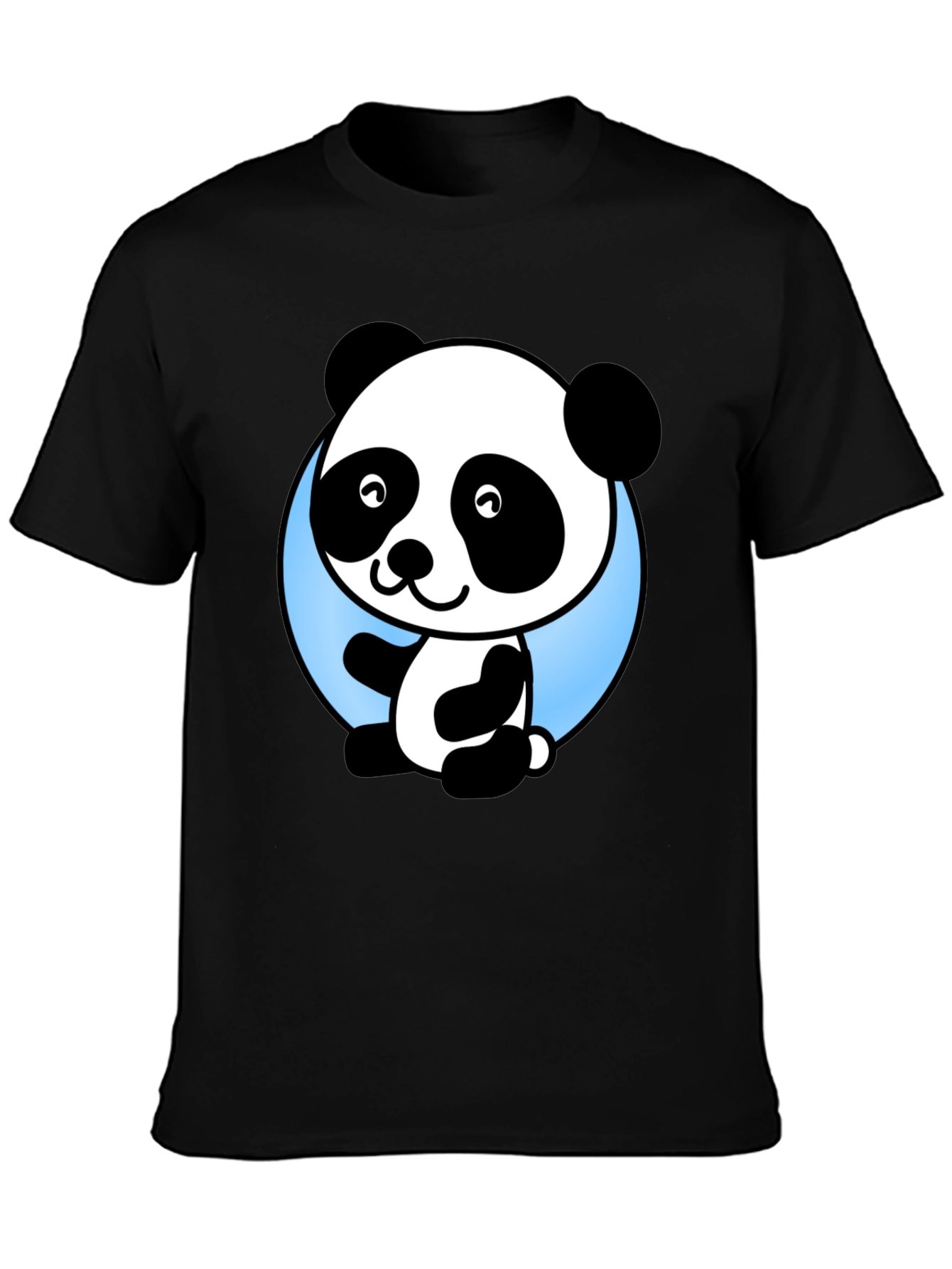Cute Panda Bear Graphic Black T-Shirt