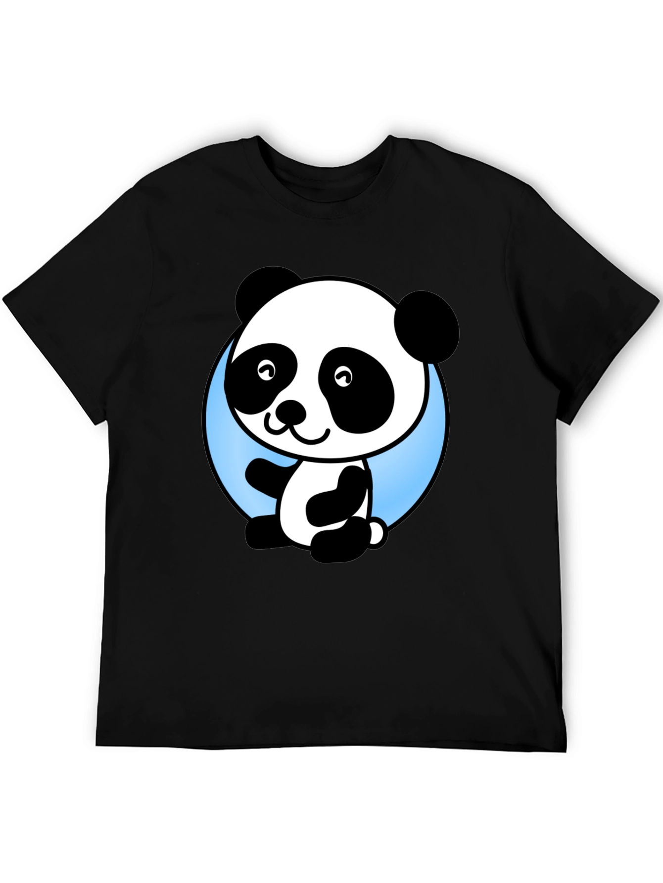 Cute Panda Bear Graphic Black T-Shirt