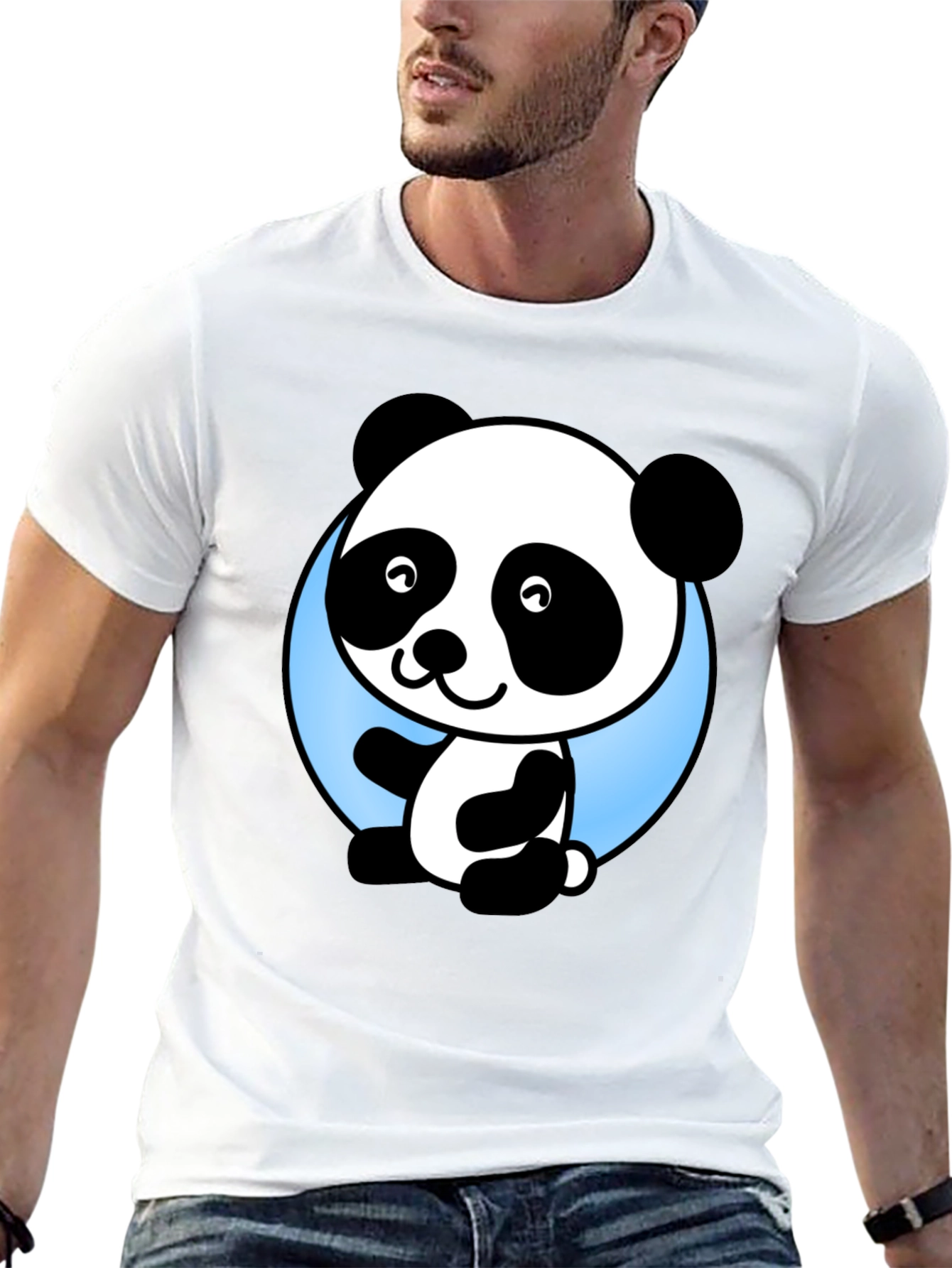 Cute Panda Bear Graphic Black T-Shirt