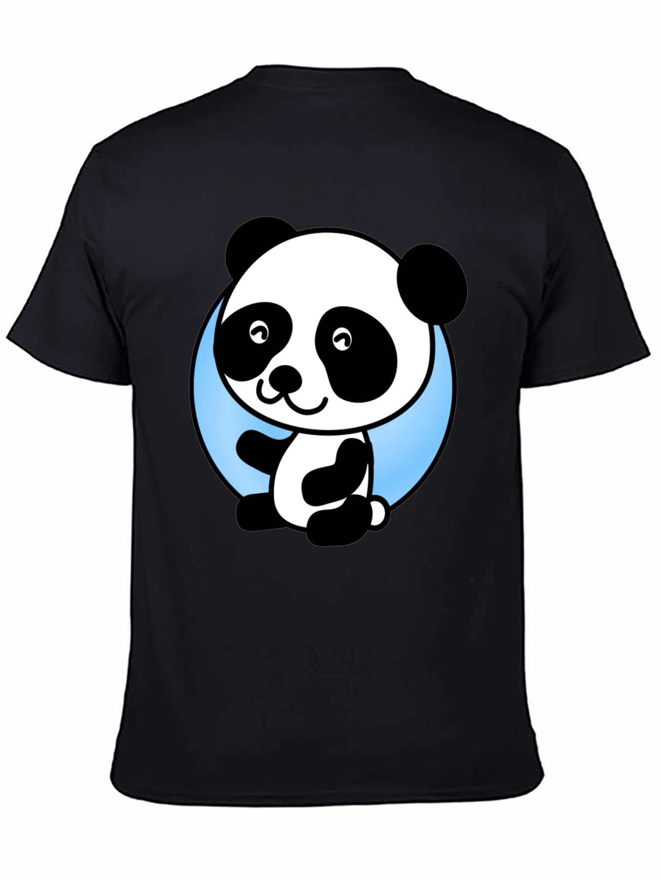 Cute Panda Bear Graphic Black T-Shirt