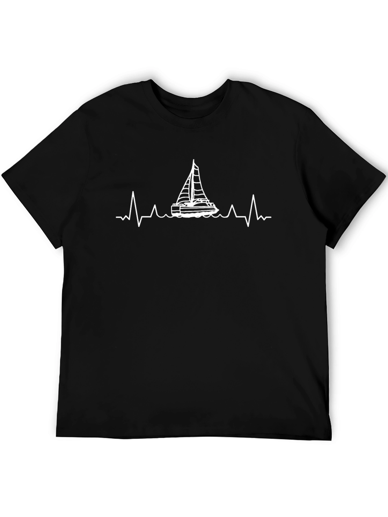 Sailboat Heartbeat Graphic T-Shirt - Nautical Style