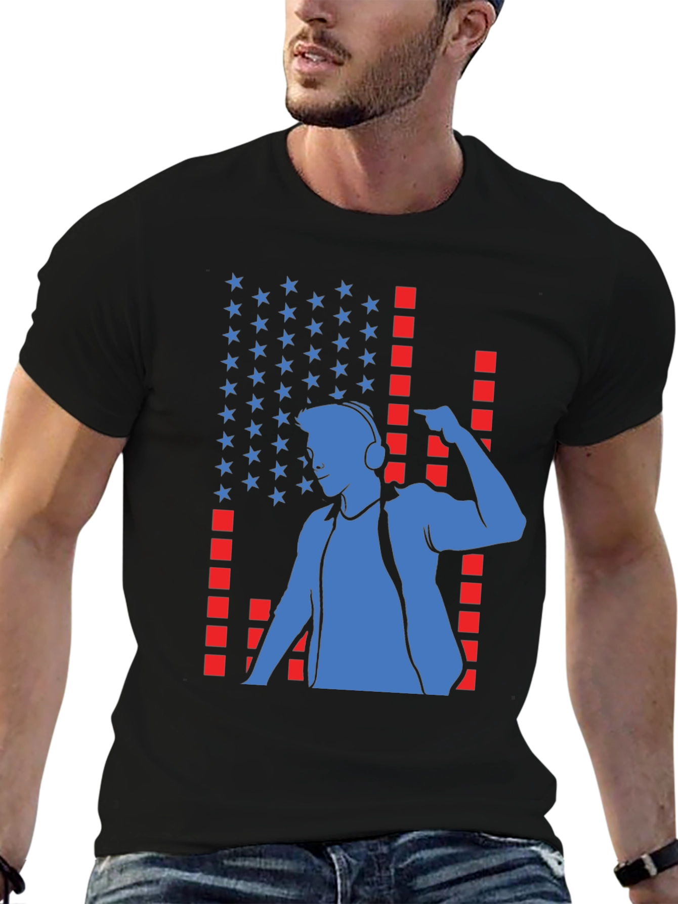 DJ American Flag Black T-Shirt