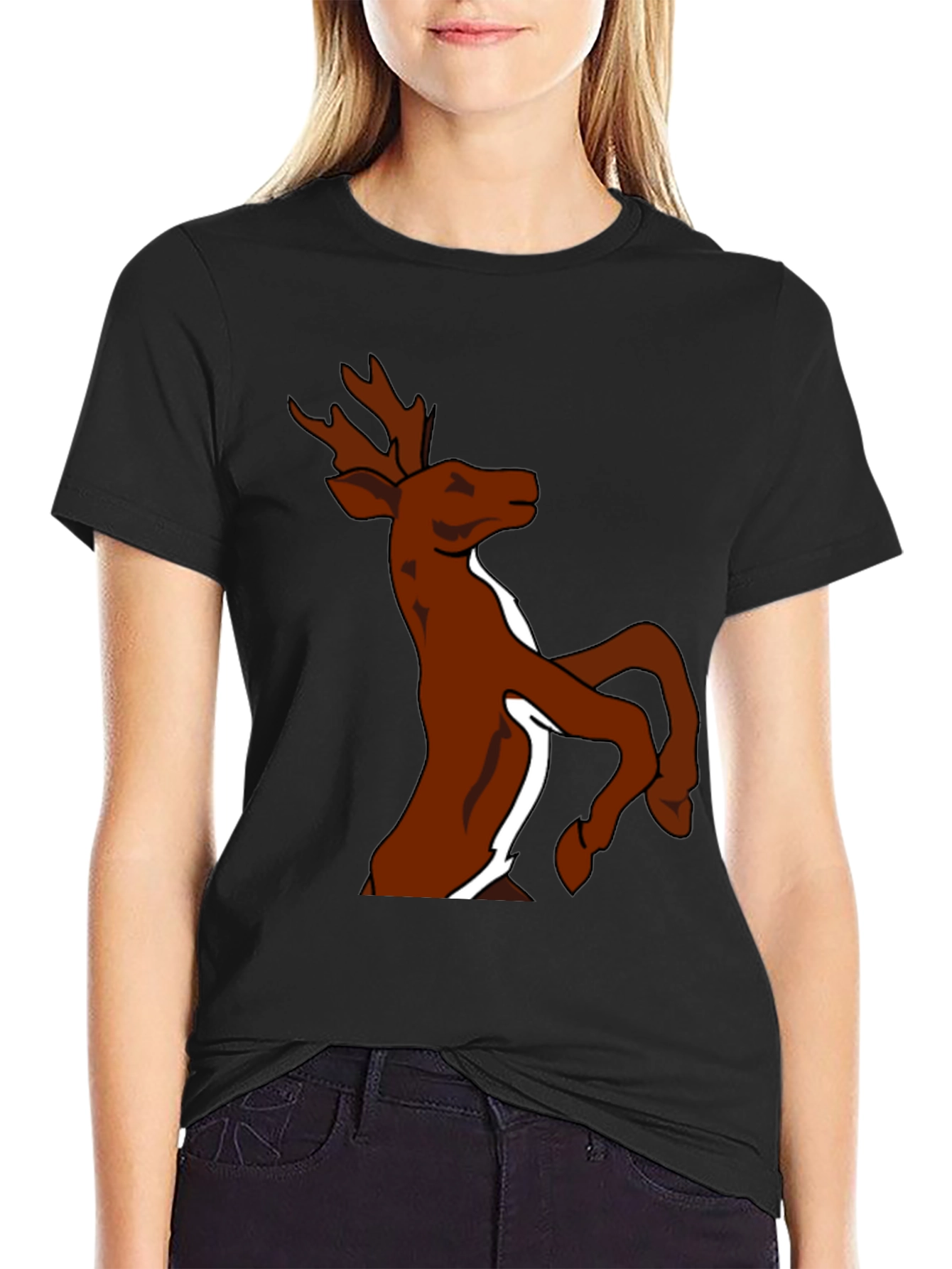 Black Deer Graphic Tee - Stylish Mens Casual Wear