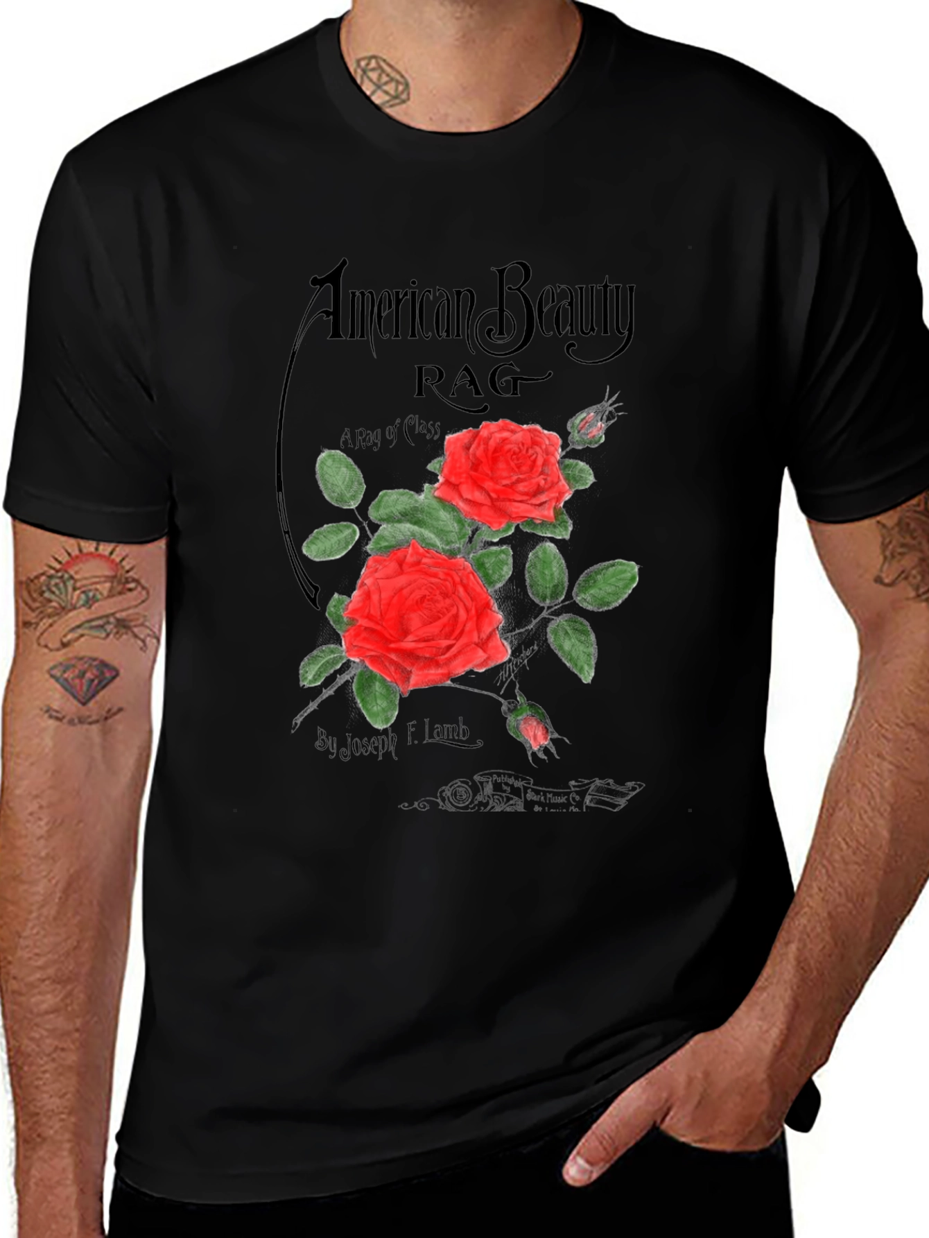 American Beauty Rag Graphic Tee - Classic Rose Design