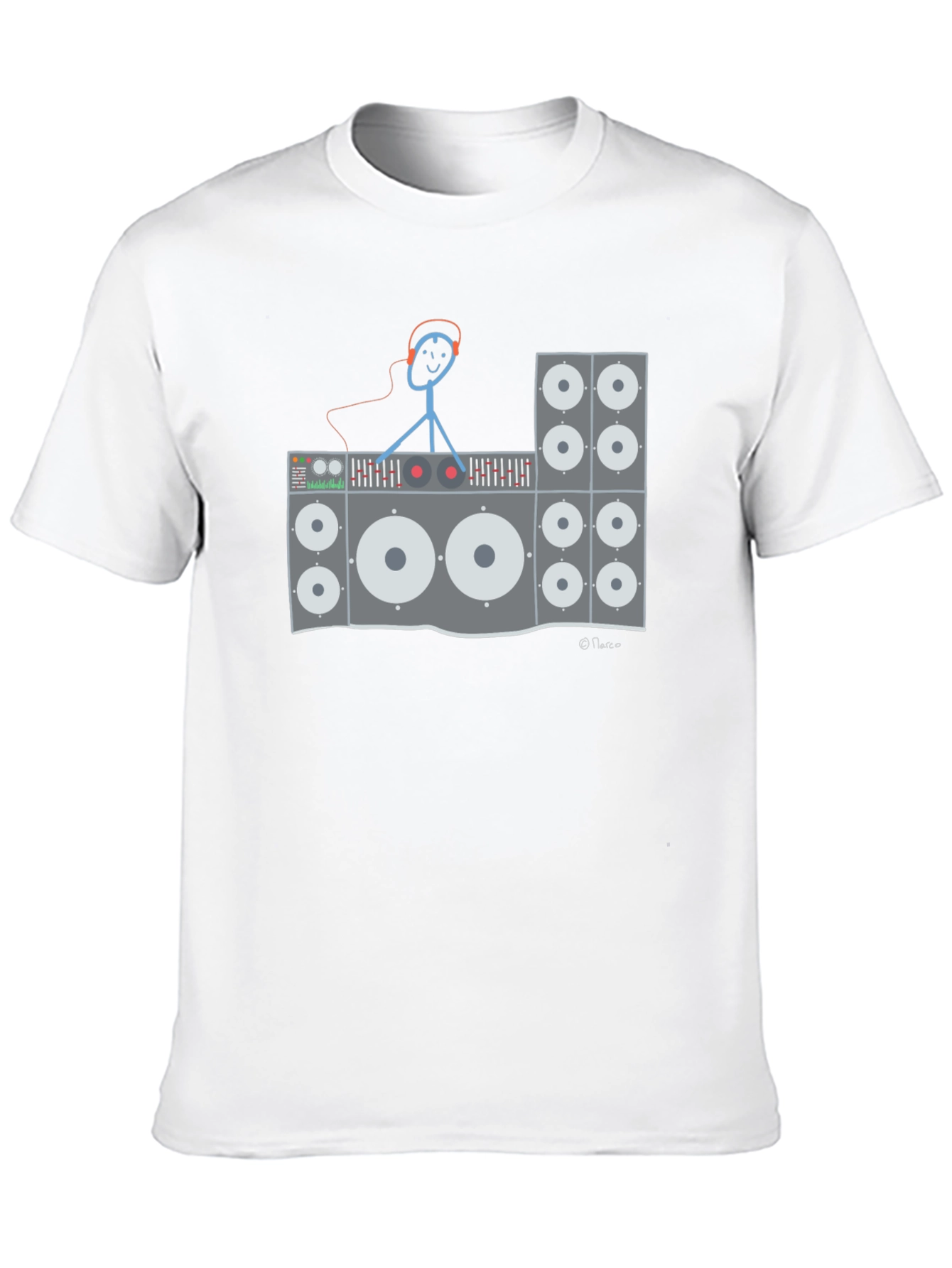 DJ Stick Figure Graphic T-Shirt - Black
