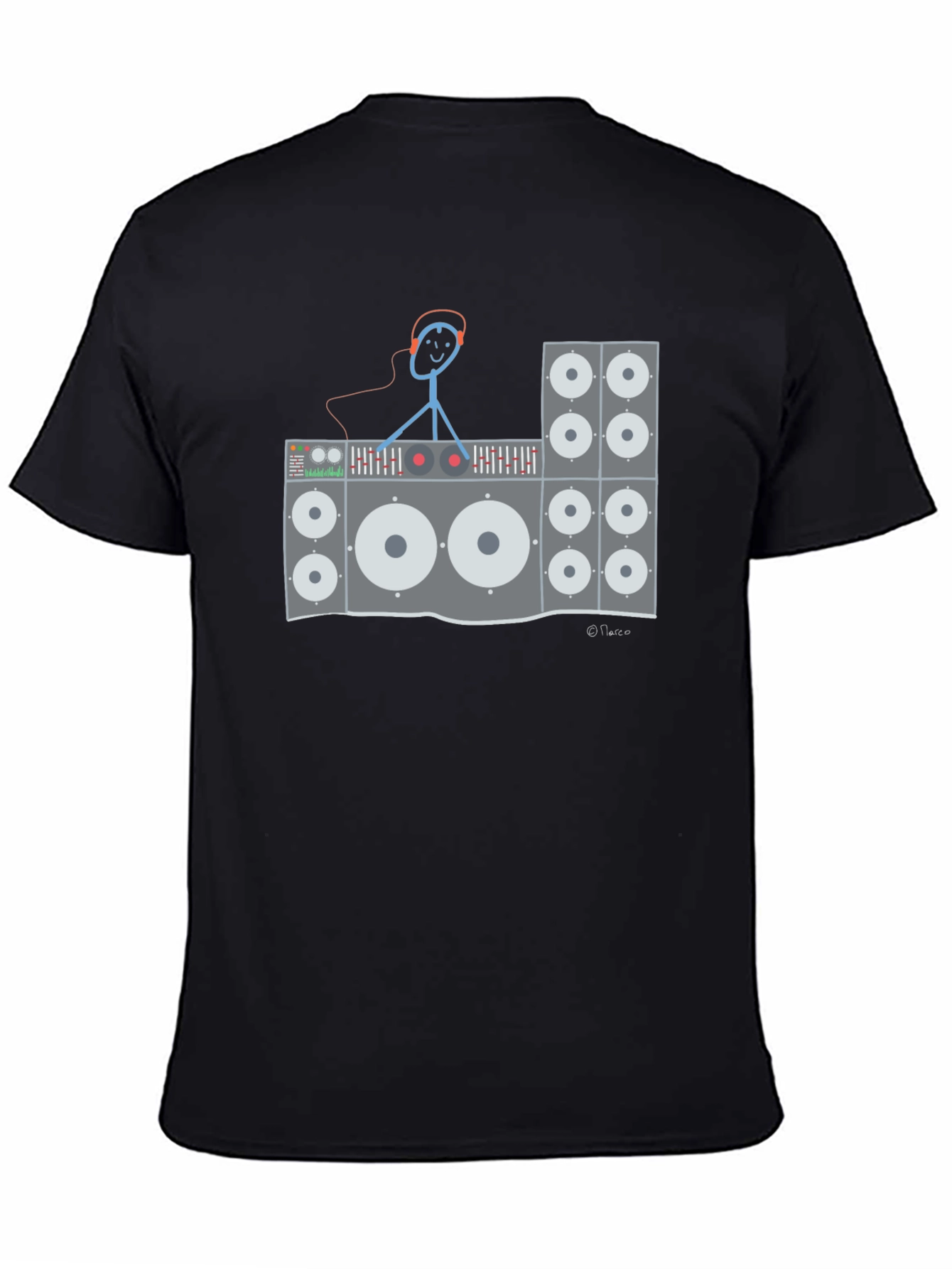 DJ Stick Figure Graphic T-Shirt - Black