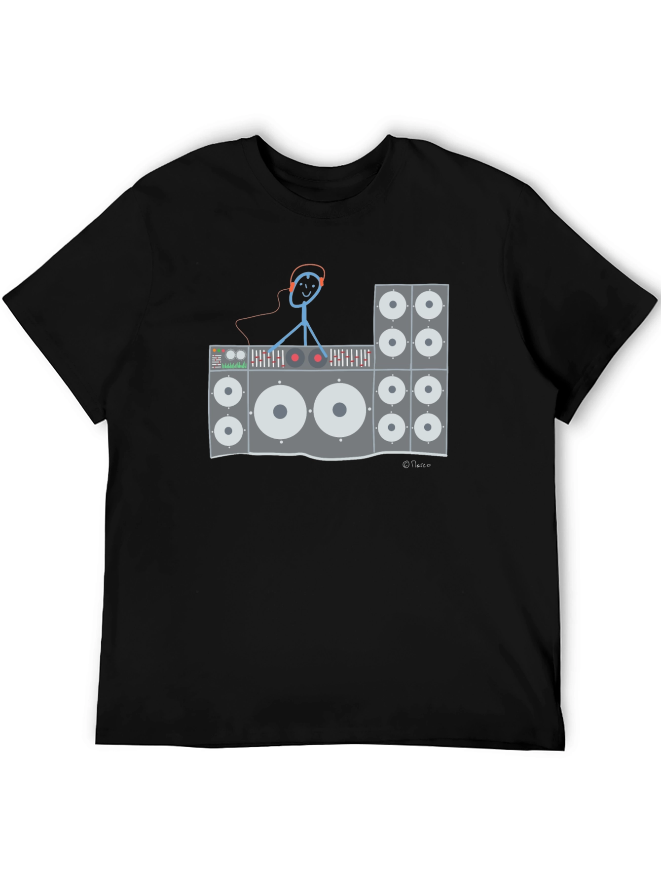 DJ Stick Figure Graphic T-Shirt - Black