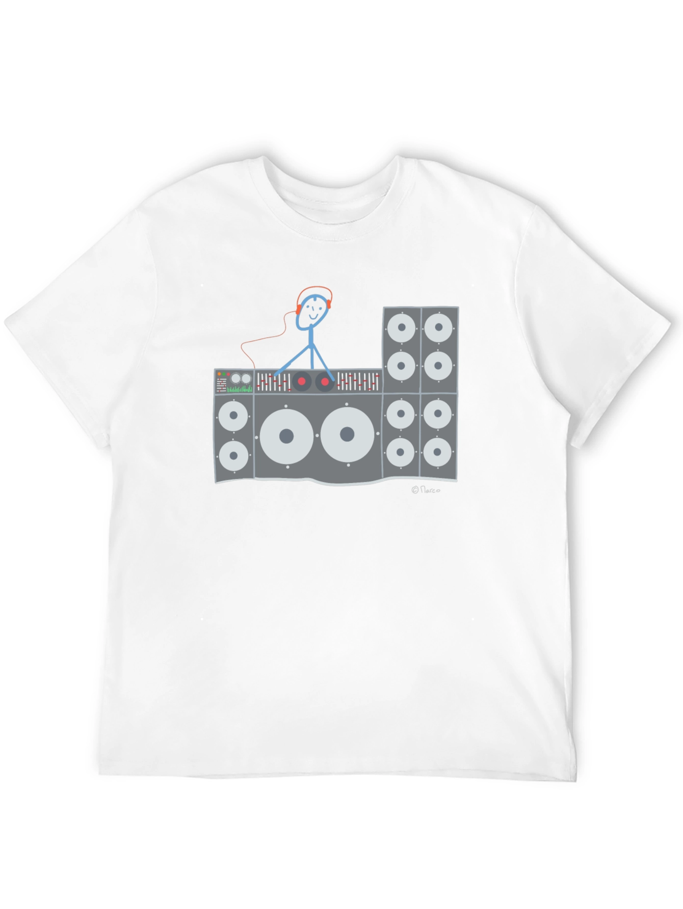 DJ Stick Figure Graphic T-Shirt - Black