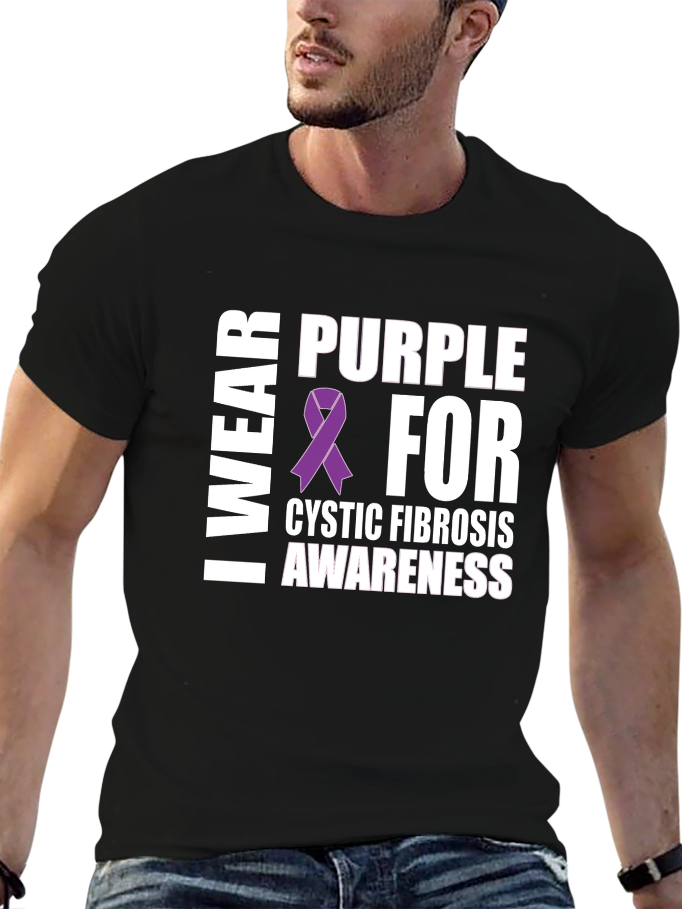 Cystic Fibrosis Awareness Purple Ribbon T-Shirt
