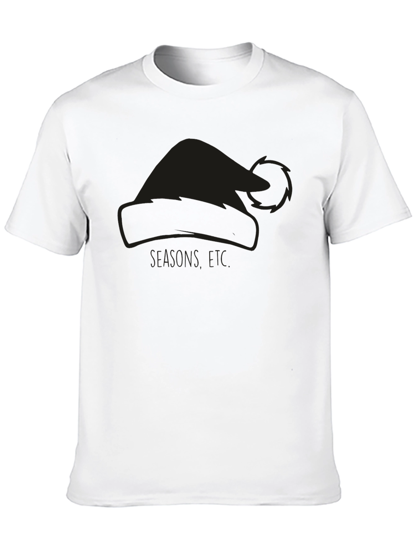 Holiday Santa Hat Graphic Tee - Black