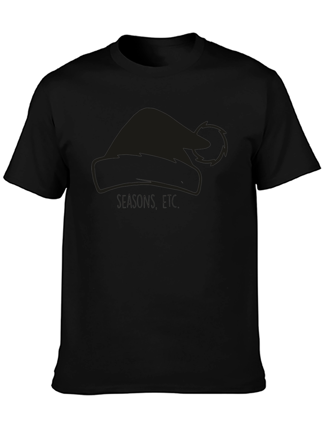 Holiday Santa Hat Graphic Tee - Black
