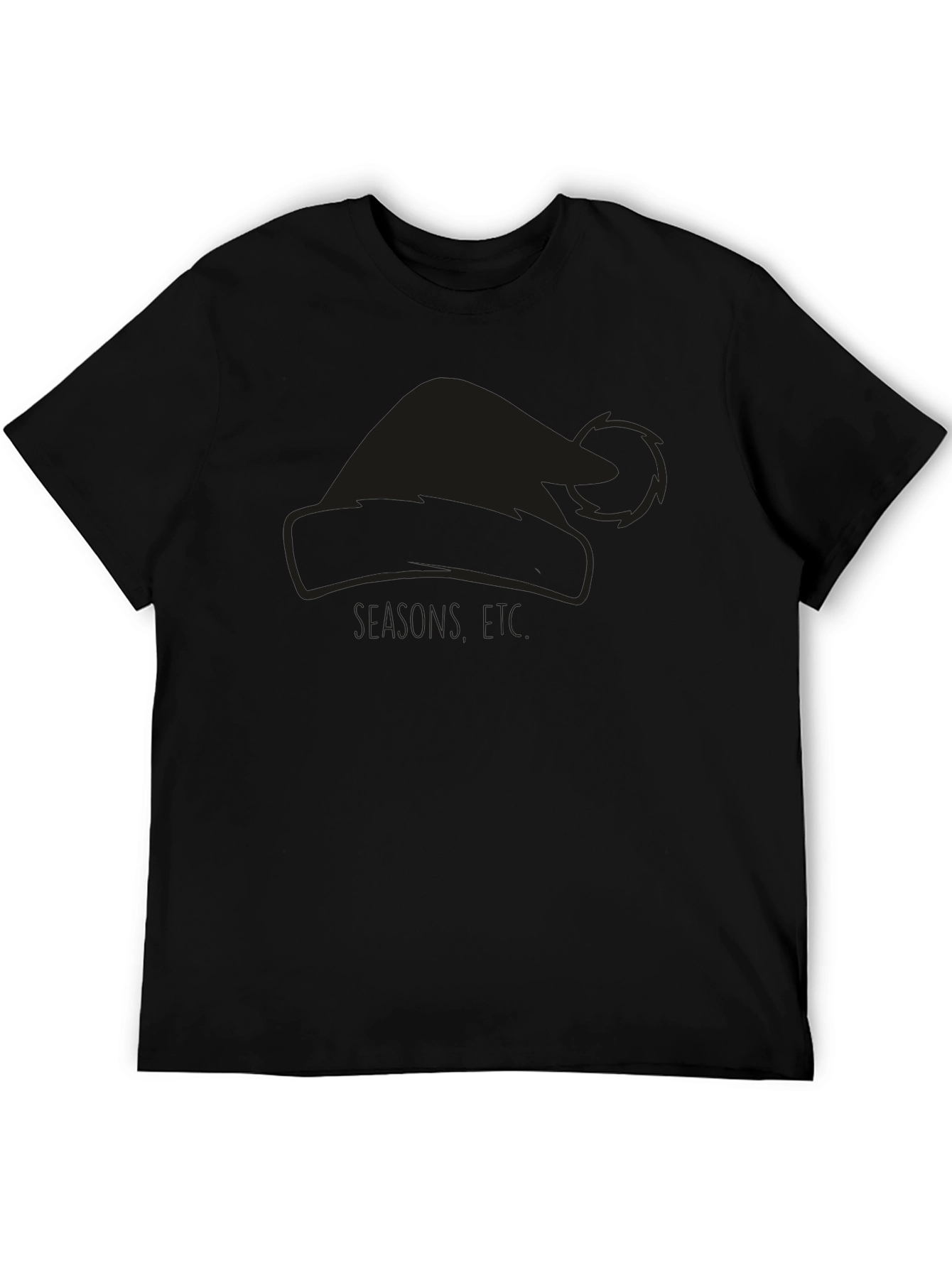 Holiday Santa Hat Graphic Tee - Black