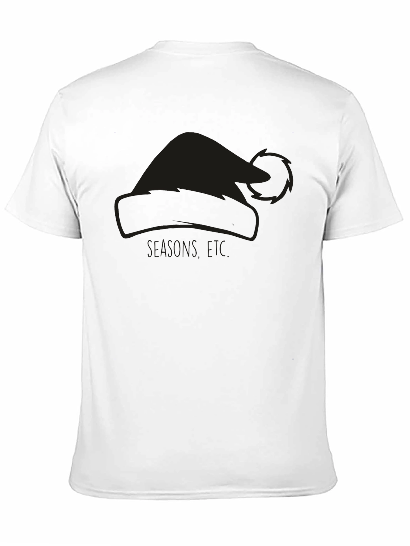 Holiday Santa Hat Graphic Tee - Black