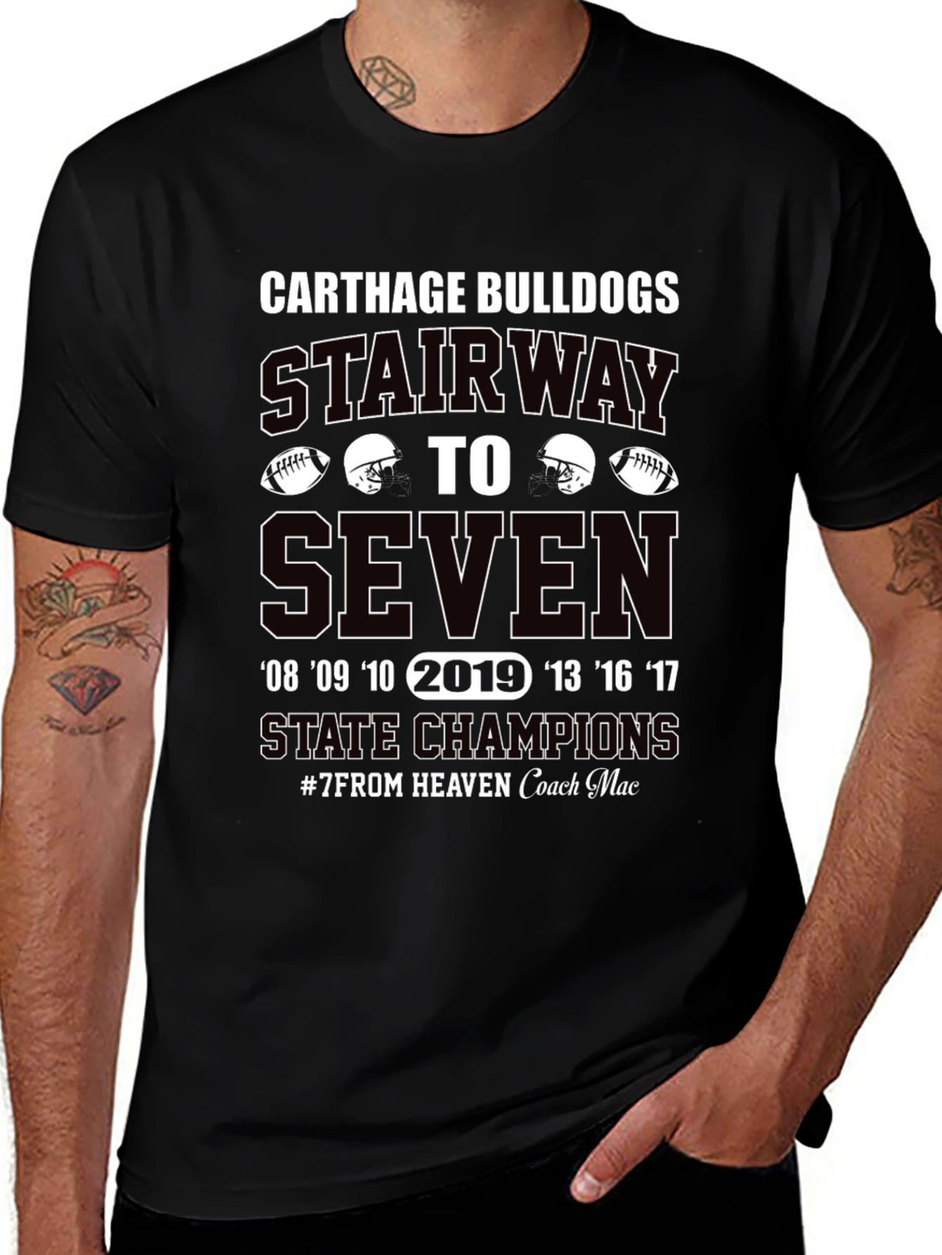 Carthage Bulldogs Stairway to Seven State Champions T-Shirt