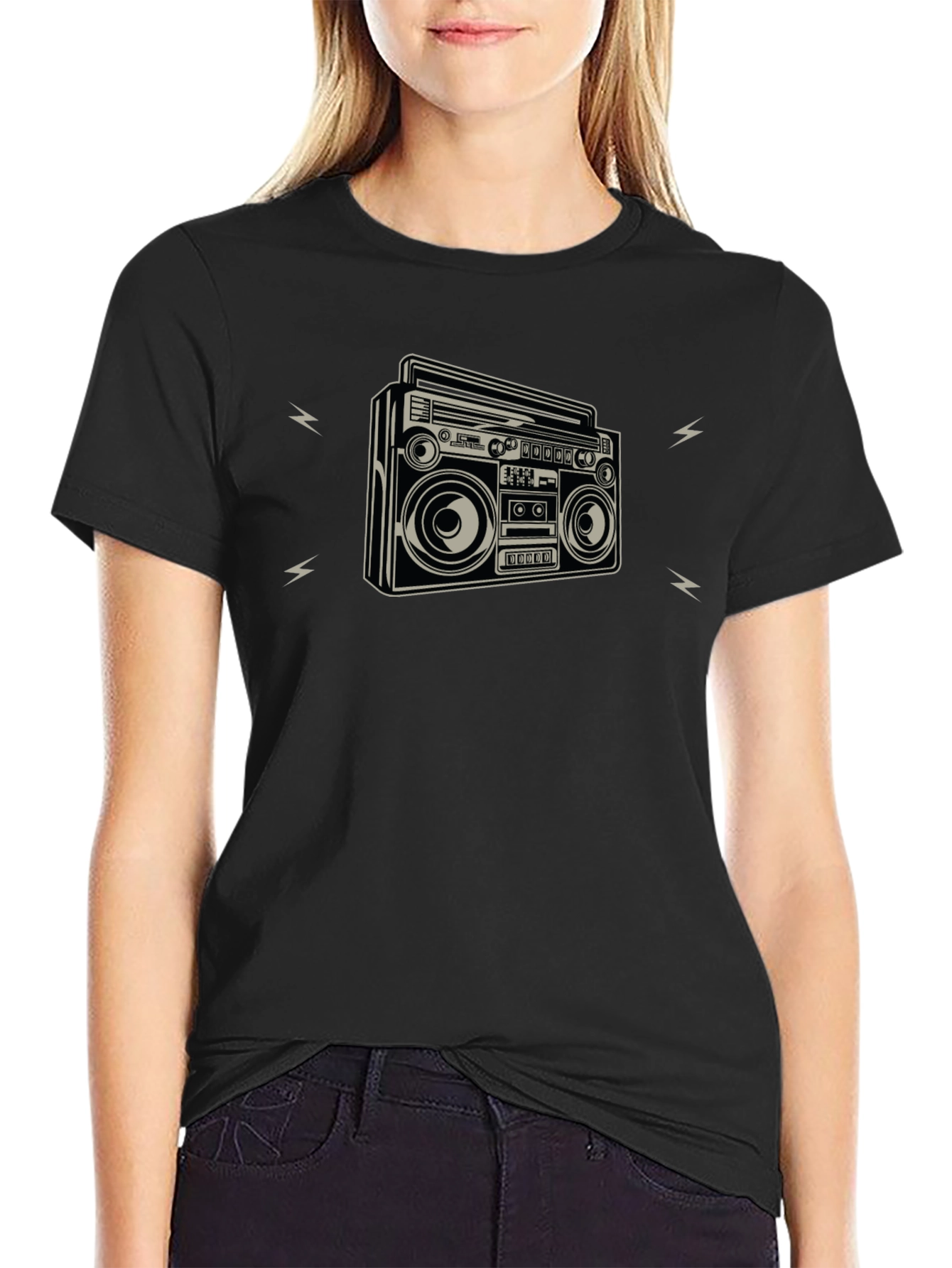 Retro Boombox Graphic Tee - Classic Style