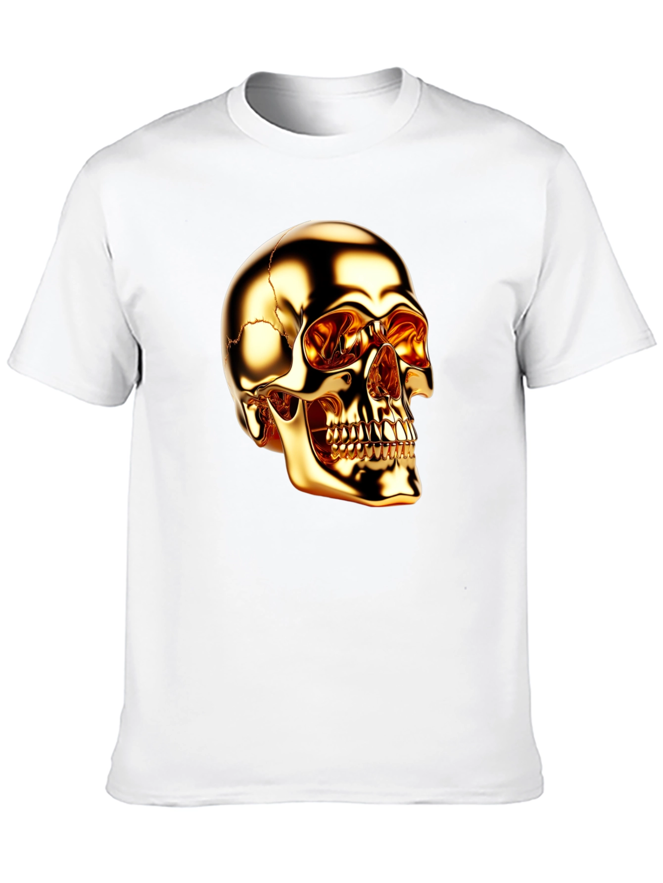 Golden Skull Graphic Print Black T-Shirt