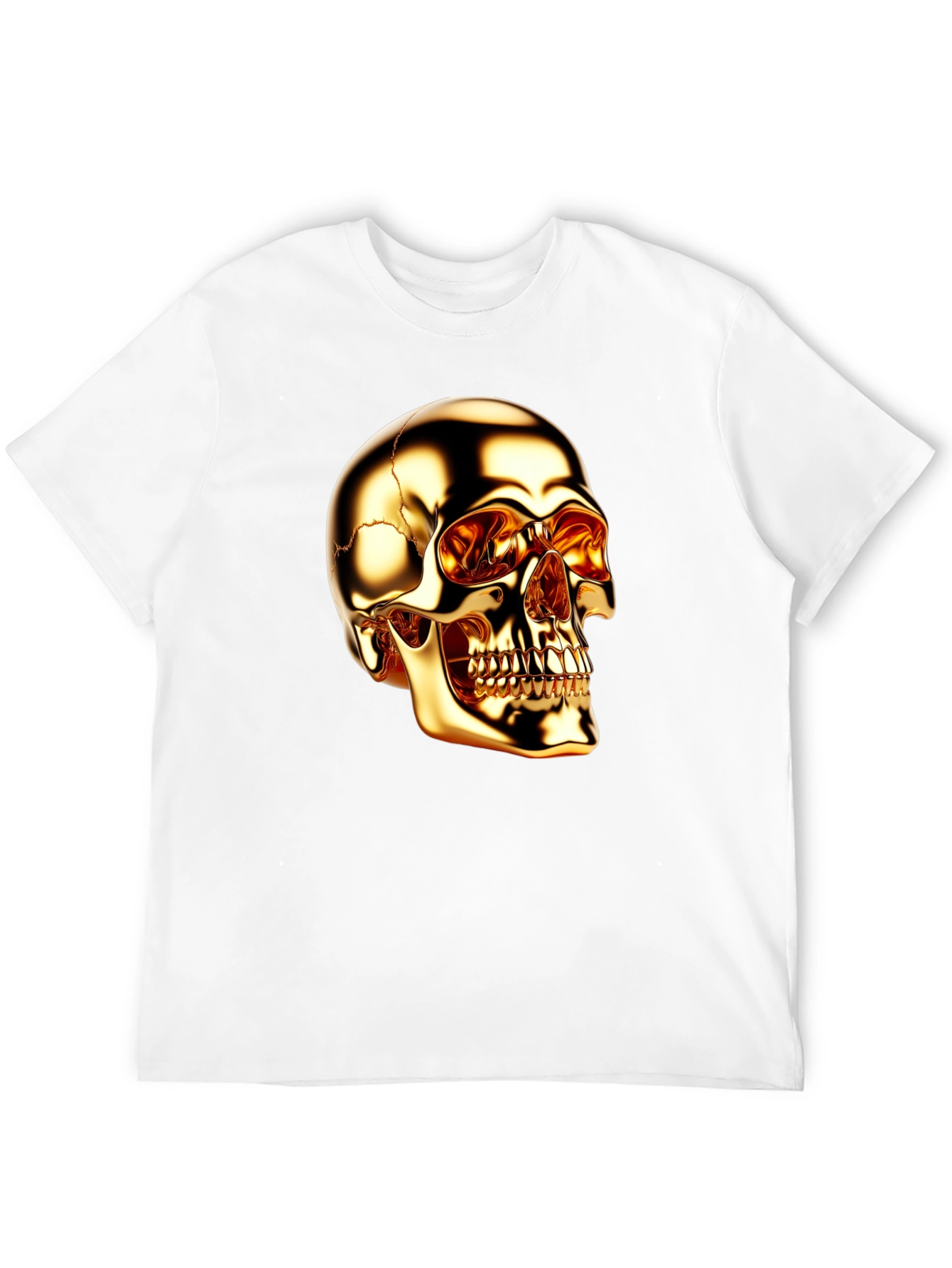 Golden Skull Graphic Print Black T-Shirt