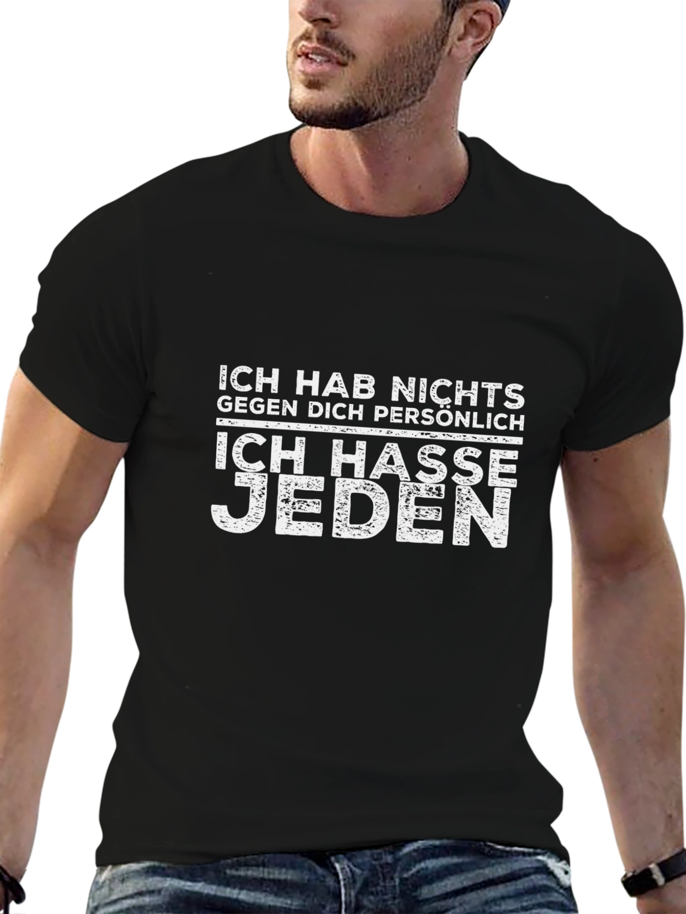 Ich Hasse Jeden Graphic Tee - Black