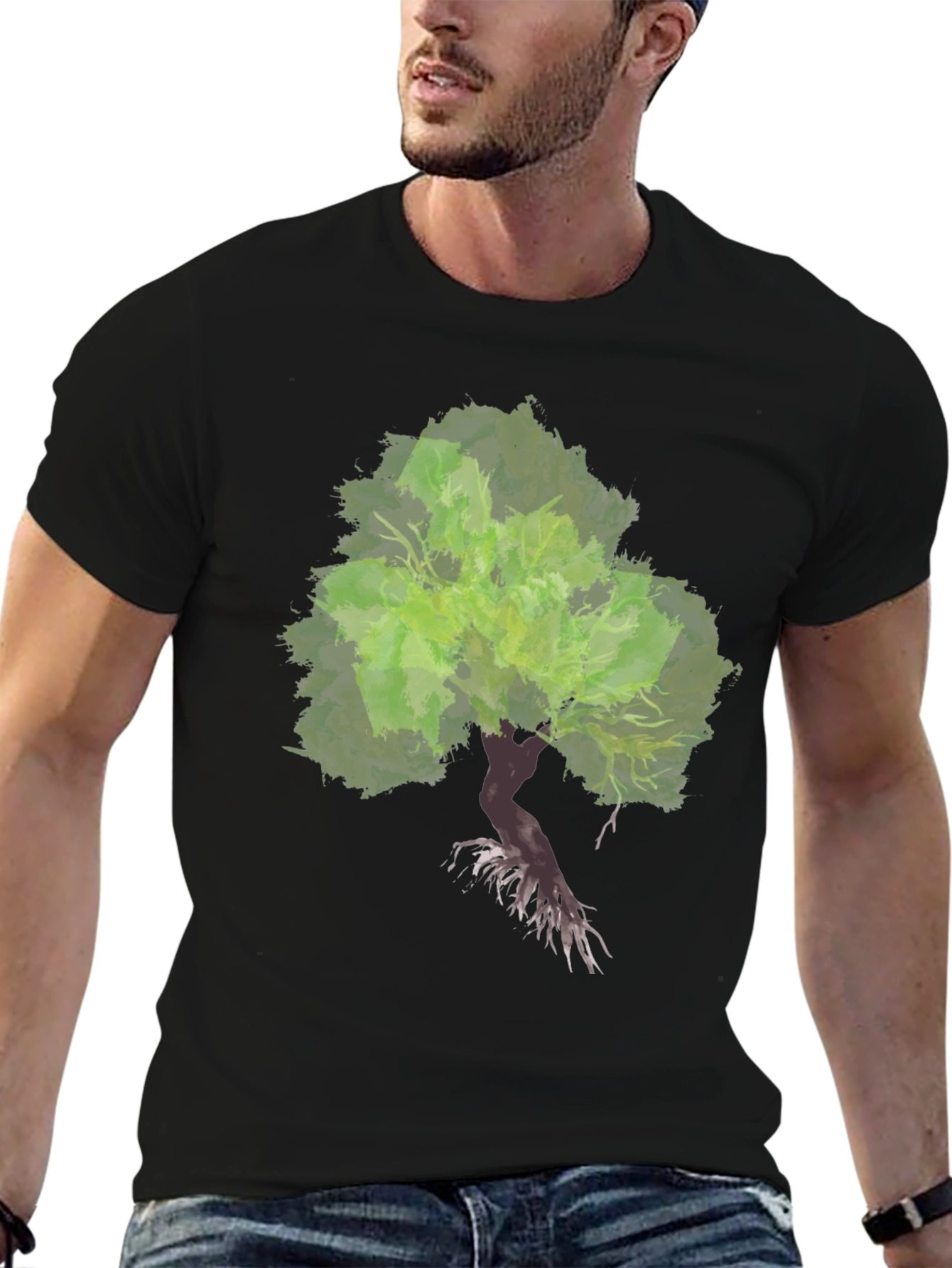 Bonsai Tree Graphic Tee - Black Cotton Blend