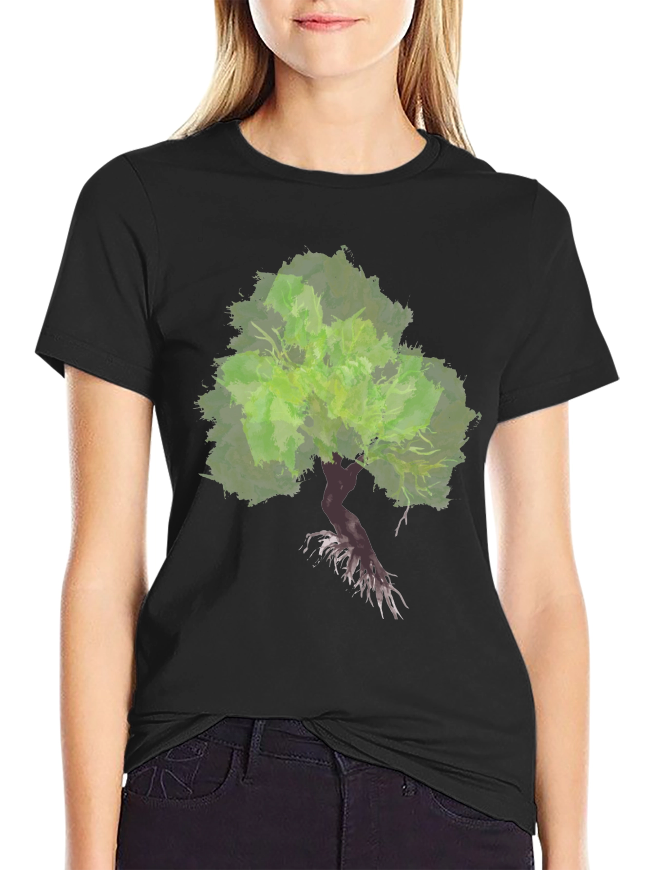 Bonsai Tree Graphic Tee - Black Cotton Blend