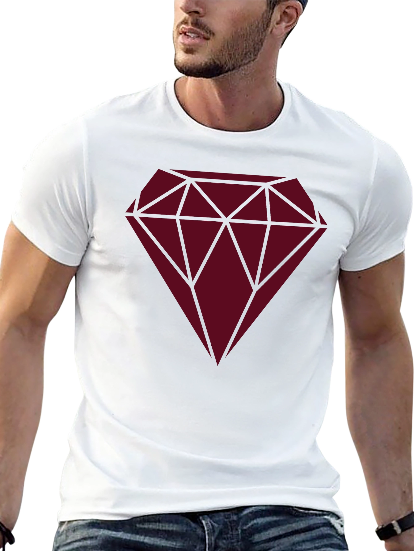 Diamond Graphic Print Black T-Shirt