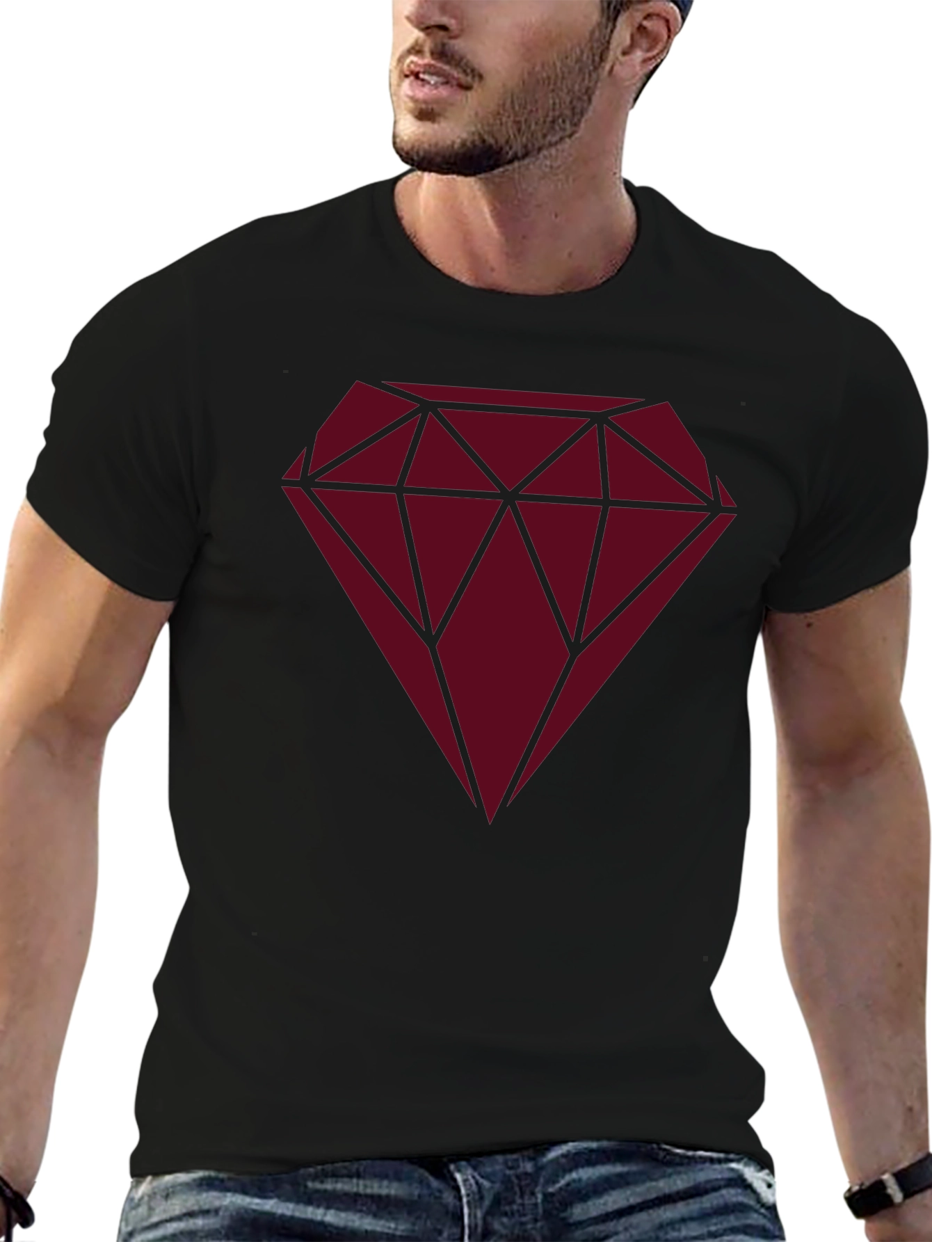 Diamond Graphic Print Black T-Shirt