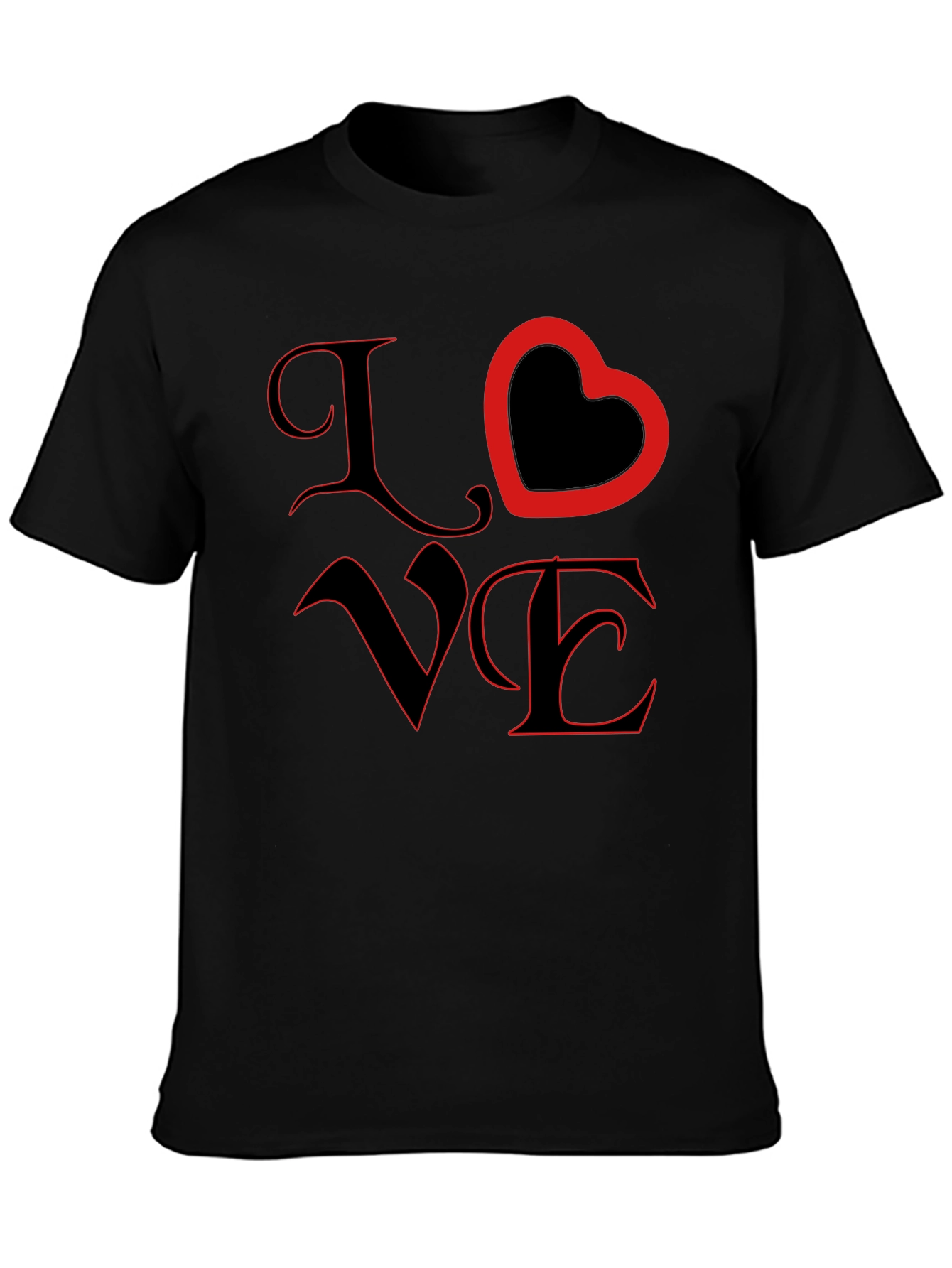 Love Heart Graphic Black T-Shirt