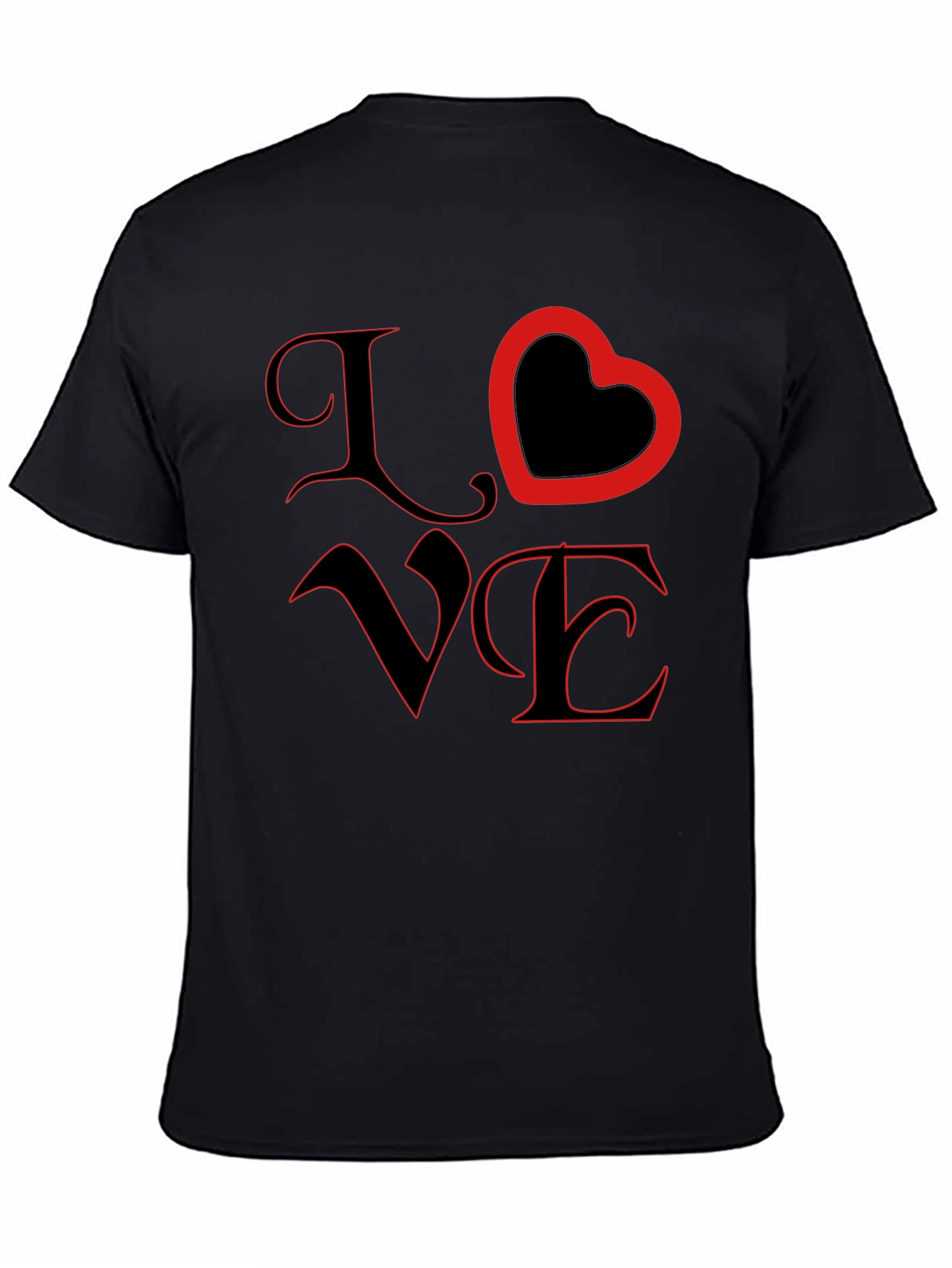 Love Heart Graphic Black T-Shirt