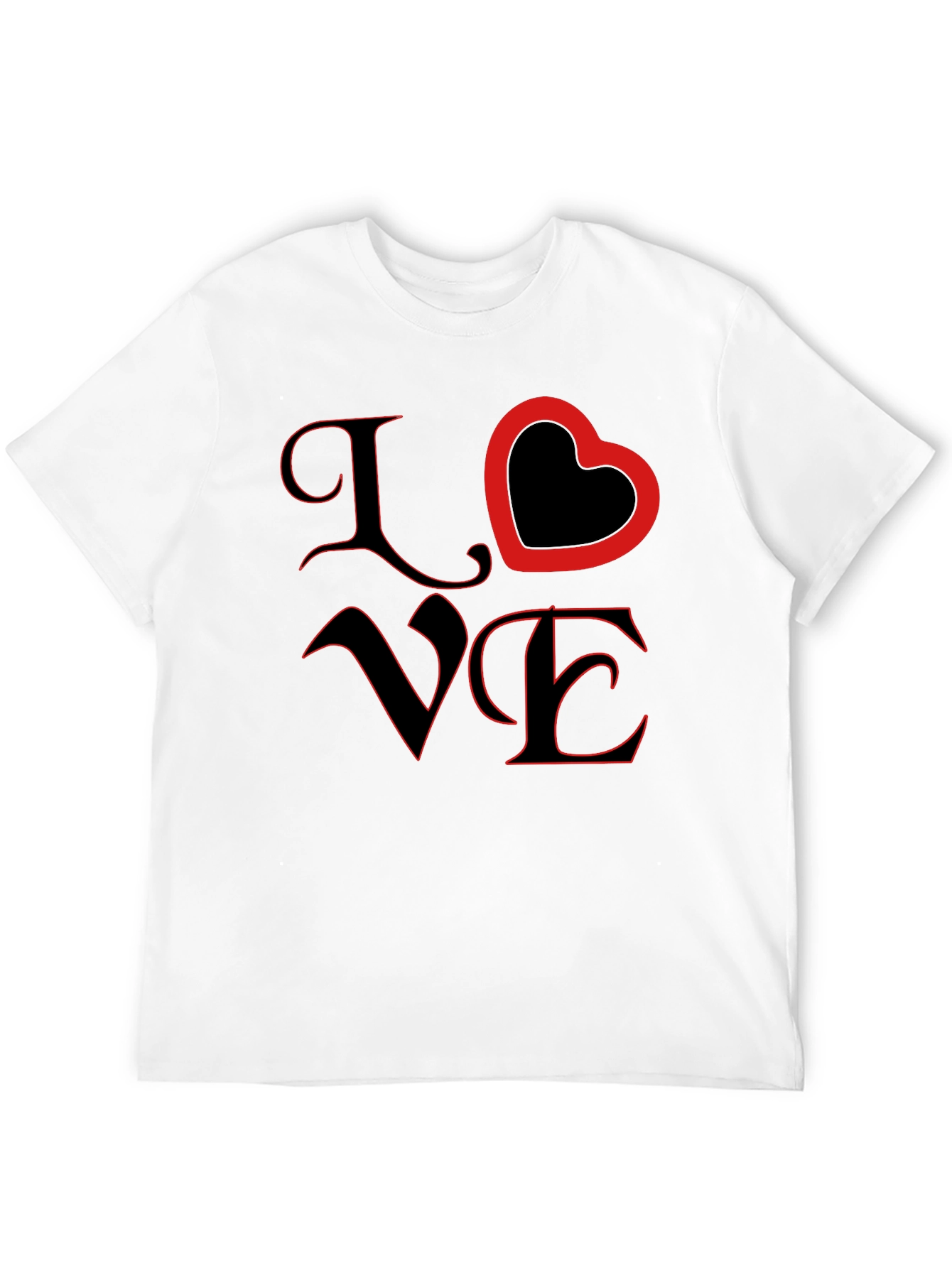 Love Heart Graphic Black T-Shirt