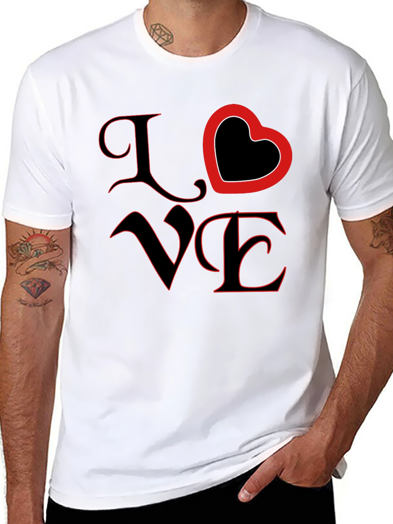 Love Heart Graphic Black T-Shirt