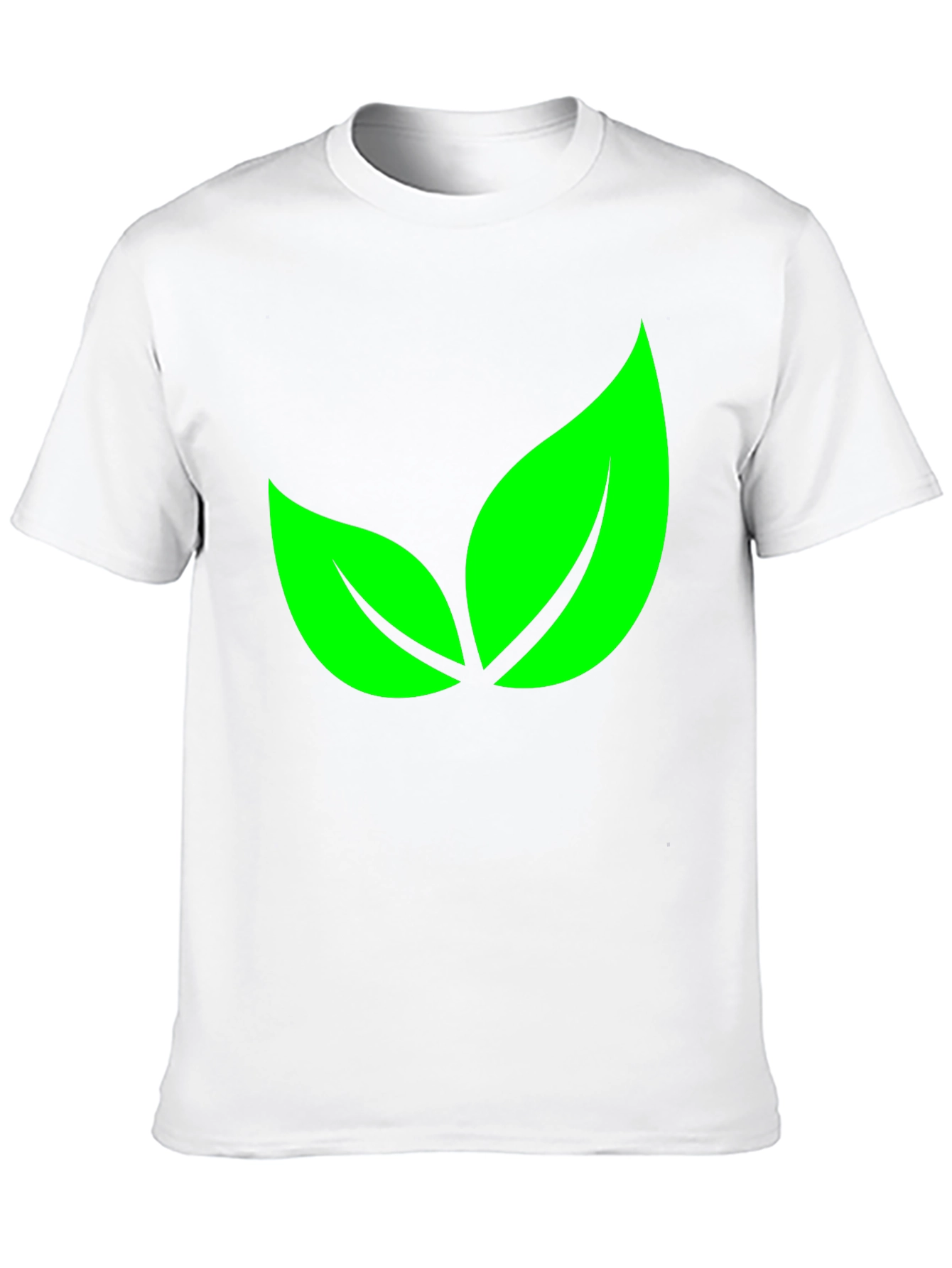 Green Leaves Graphic Black T-Shirt