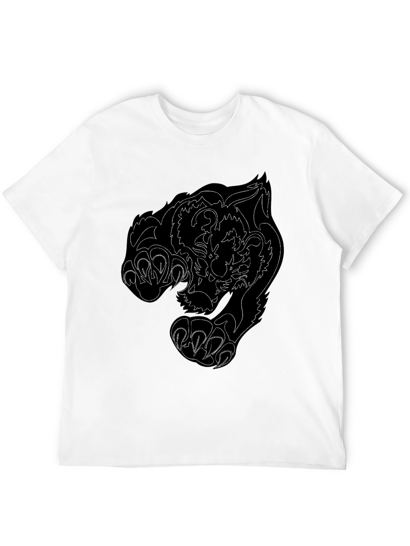 Black Tee with Fierce Tiger Graphic