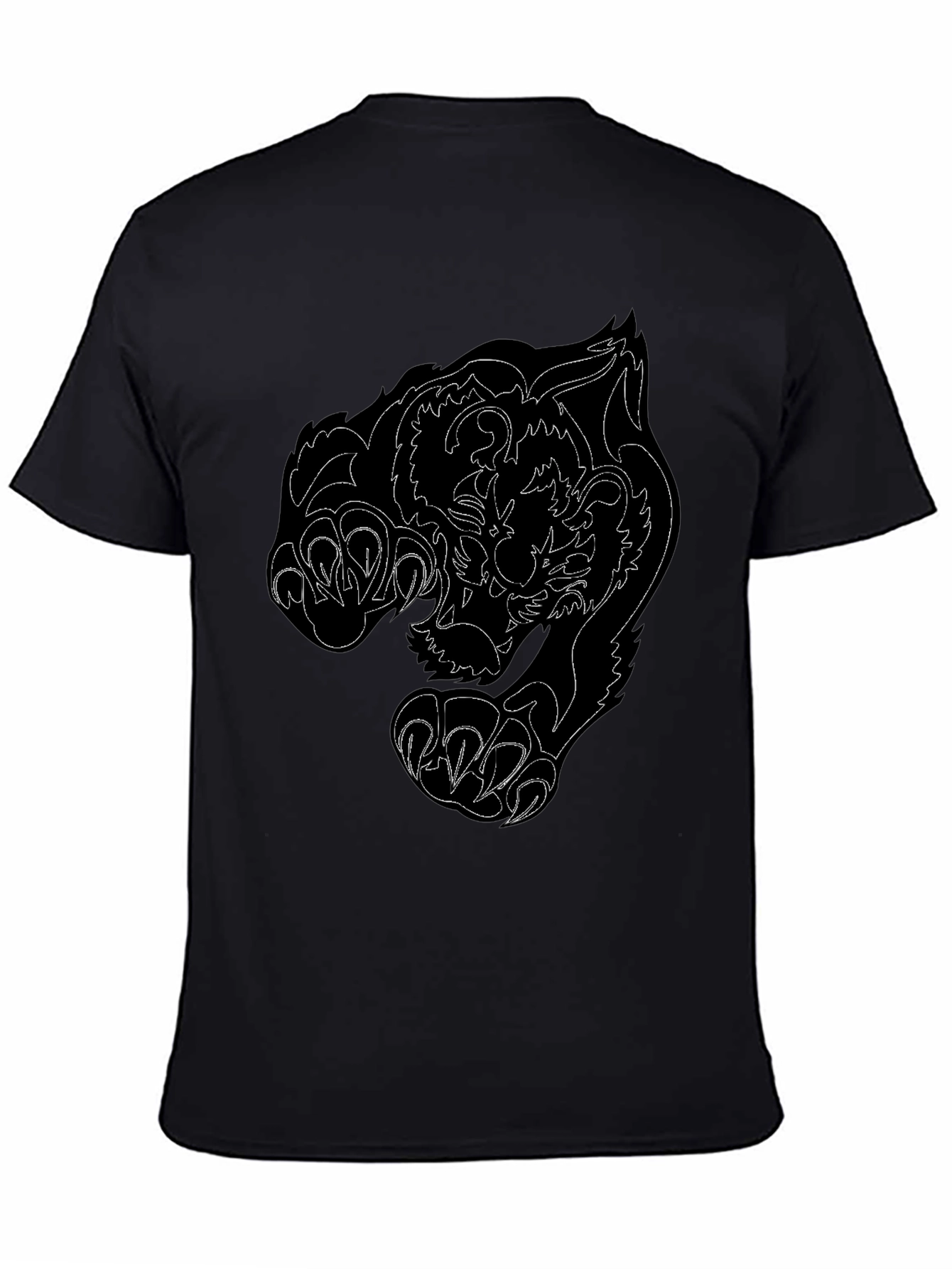 Black Tee with Fierce Tiger Graphic