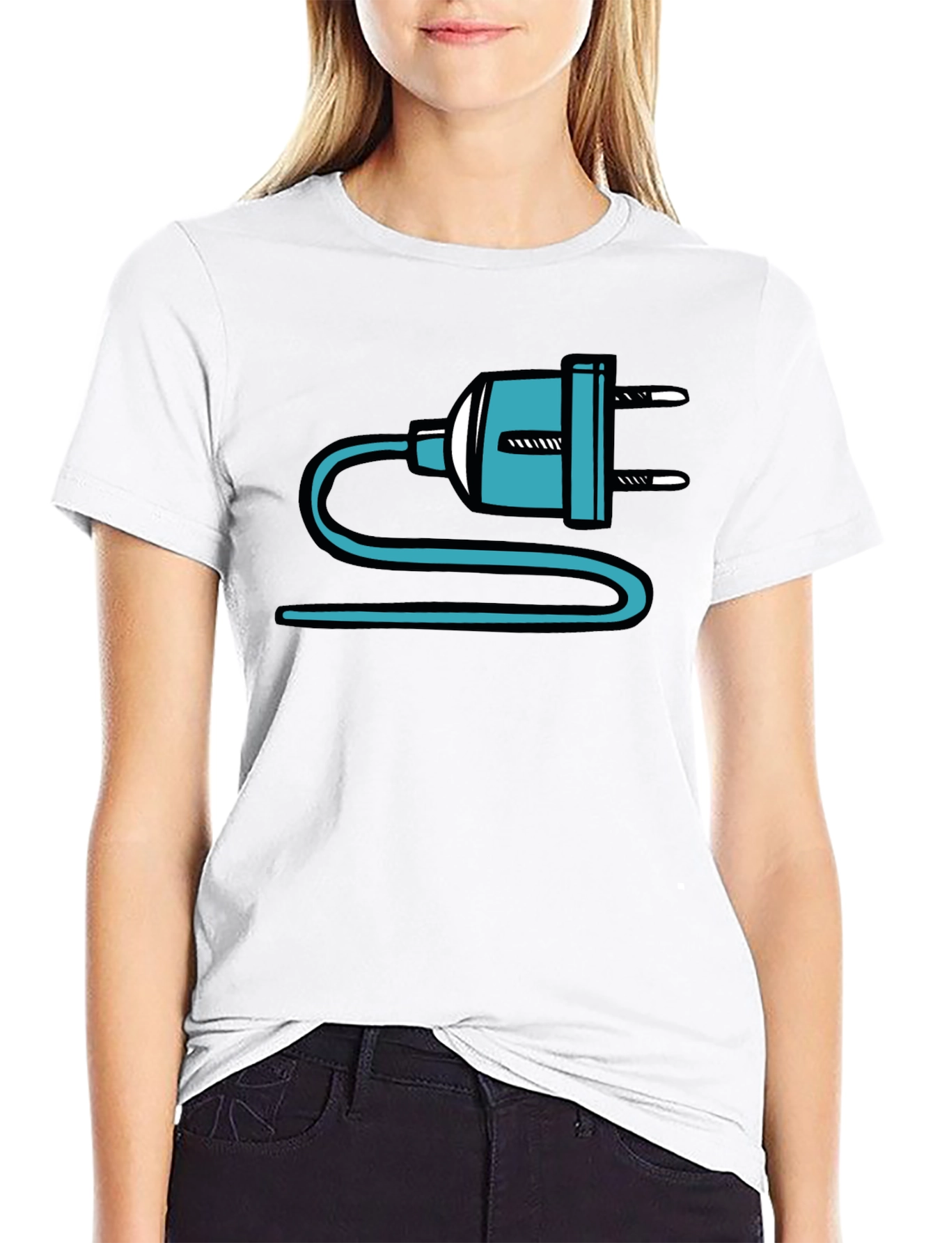 Electric Plug Graphic T-Shirt - Quirky Black Tee