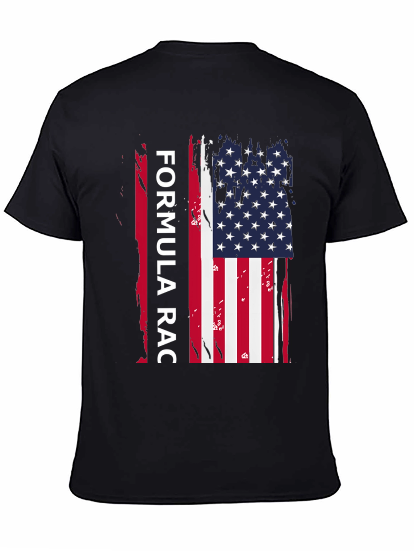 Formula Race USA Flag Black T-Shirt