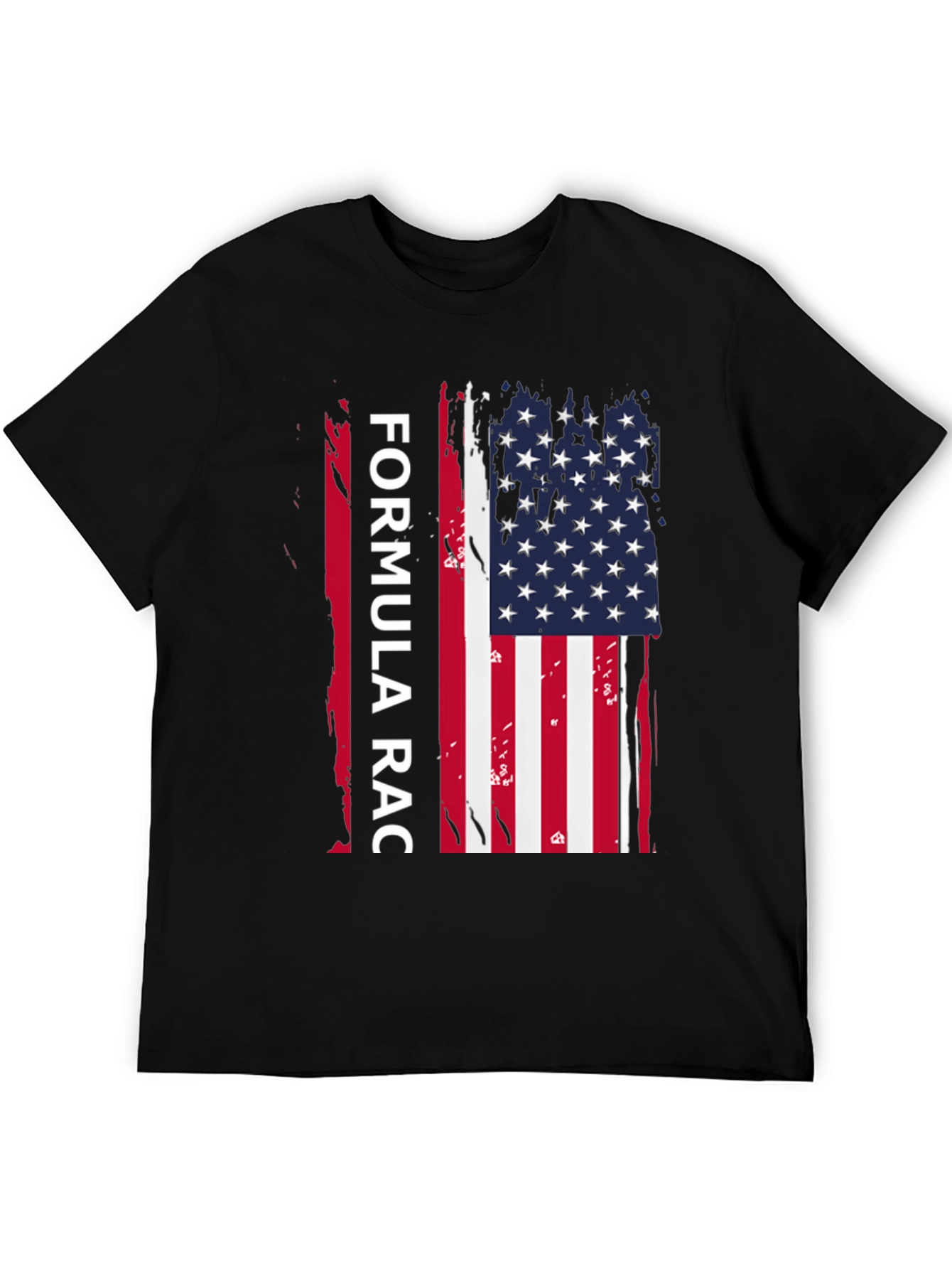 Formula Race USA Flag Black T-Shirt