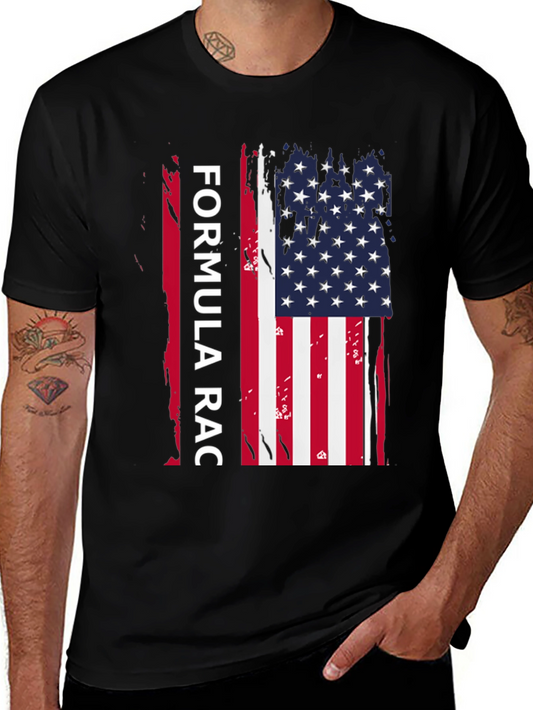 Formula Race USA Flag Black T-Shirt