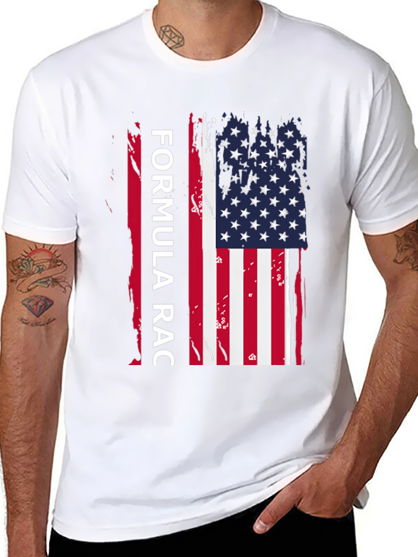 Formula Race USA Flag Black T-Shirt
