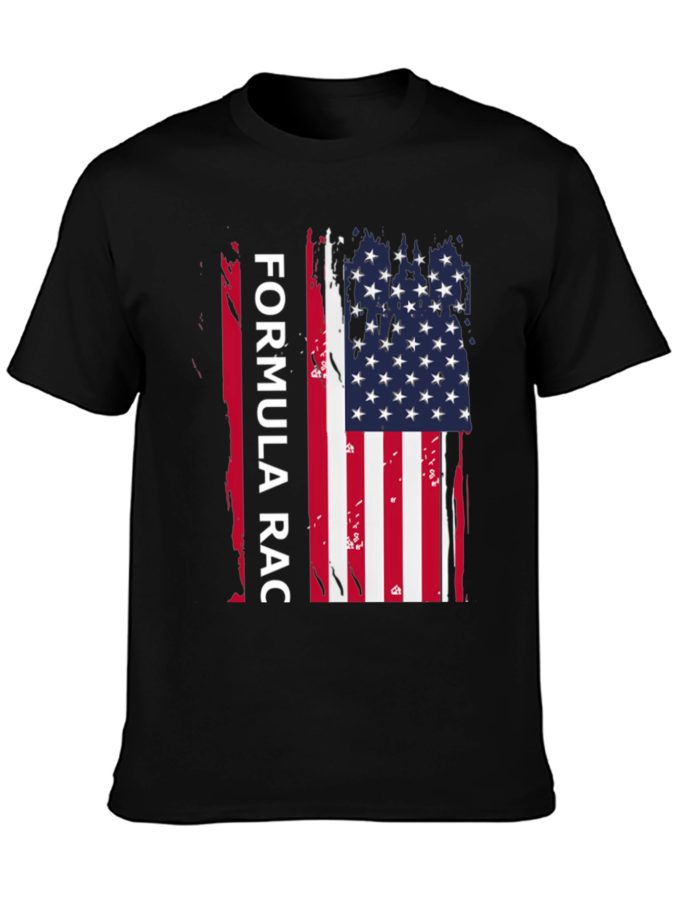 Formula Race USA Flag Black T-Shirt